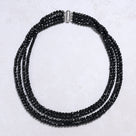 Black Tourmaline 4mm Cube Gemstone Necklace with Sterling Silver Clasp - 22