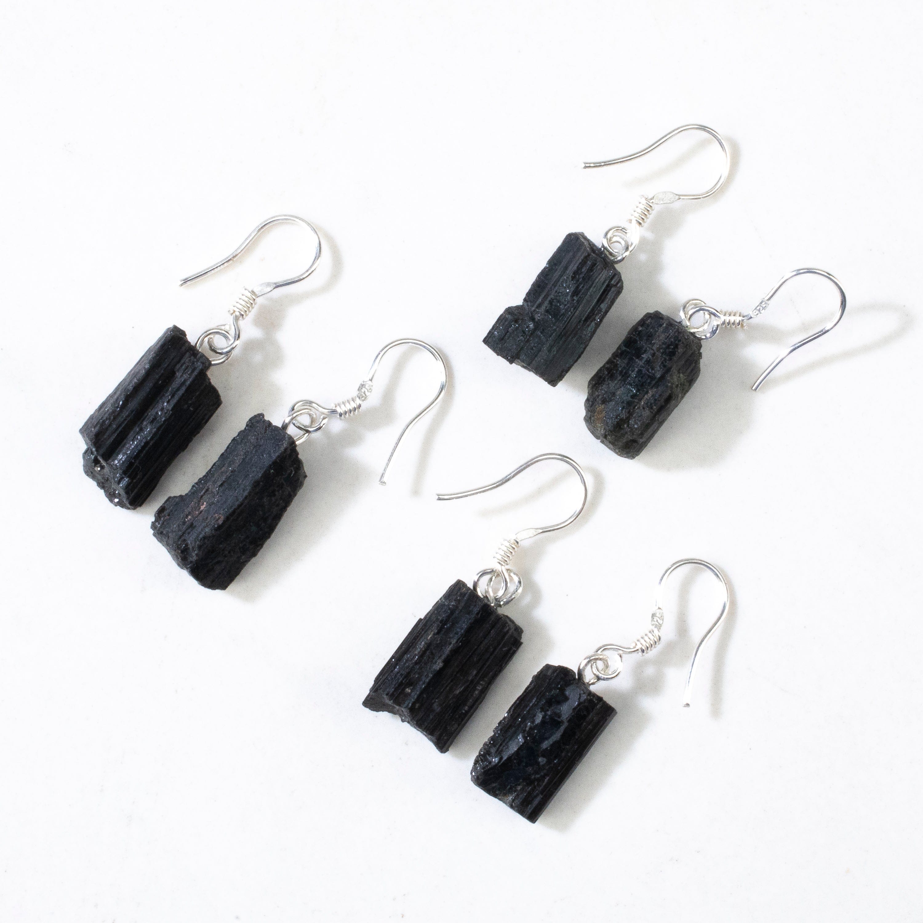 KALIFANO Gemstone Jewelry Black Tourmaline Sterling Silver Earrings CJE-SILV-BT