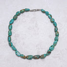 Blue Anhui Turquoise Nugget Necklace with Sterling Silver Equestrian Clasp