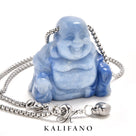 Blue Aventurine Buddha Carving on Stainless Steel 30