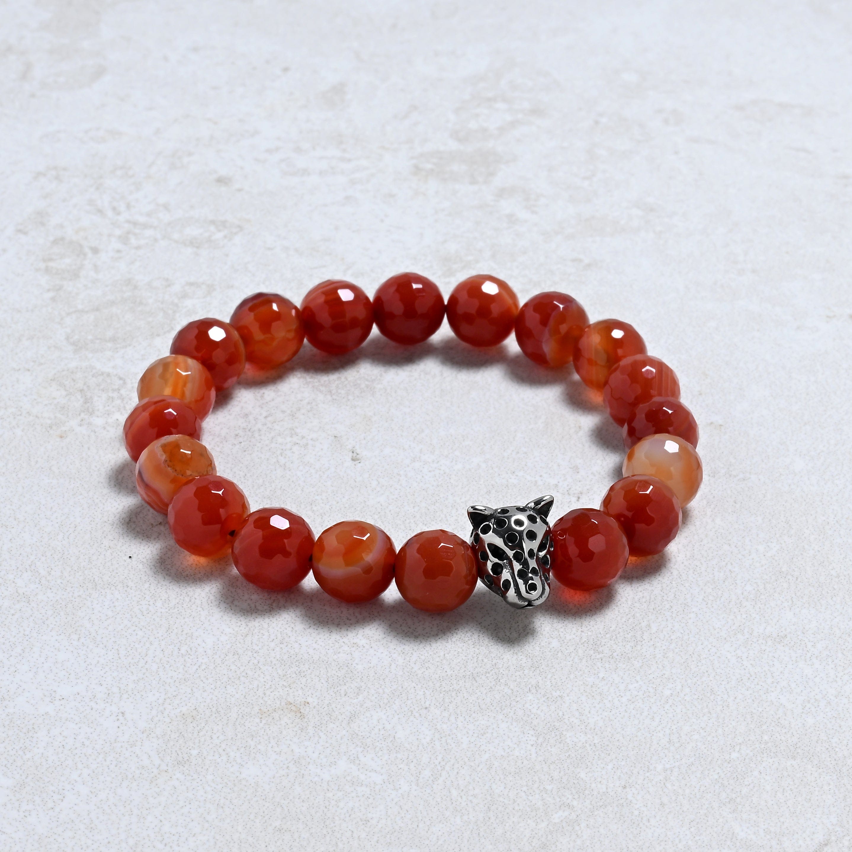 KALIFANO Gemstone Jewelry Carnelian 10mm Natural Gemstone Stretch Bracelet