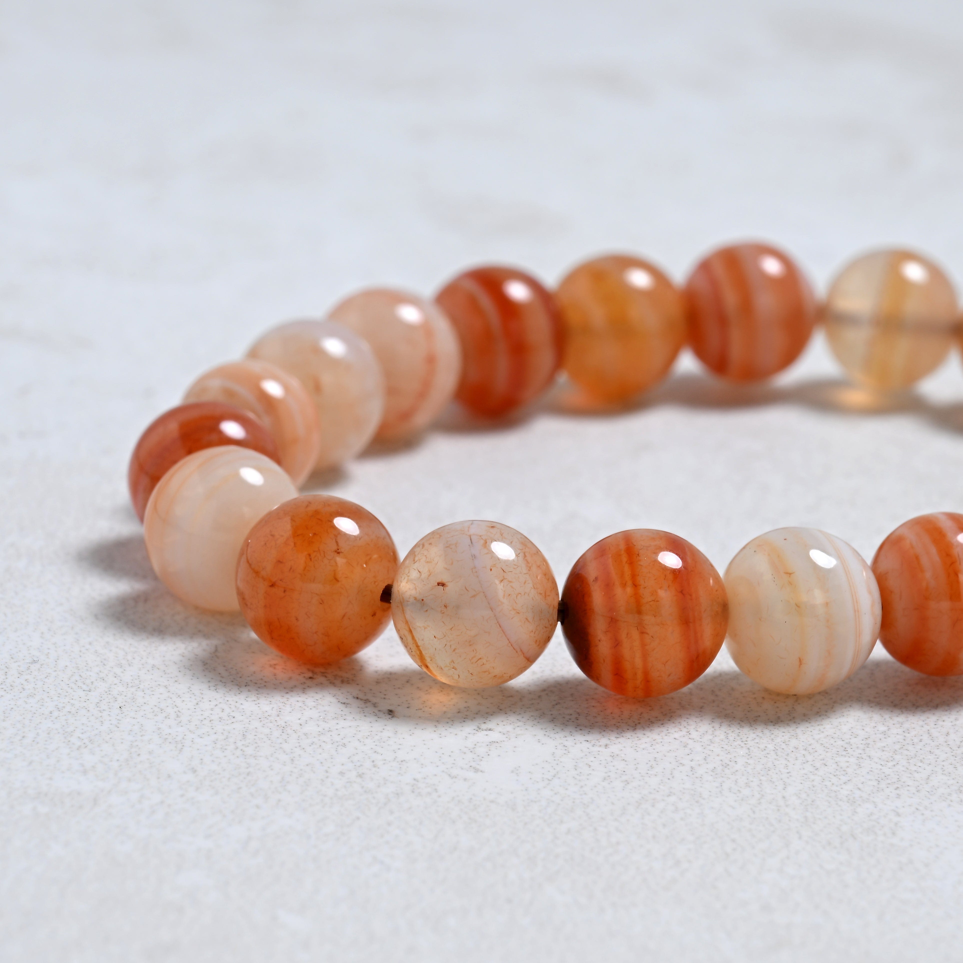 KALIFANO Gemstone Jewelry Carnelian 10mm Natural Gemstone Stretch Bracelet