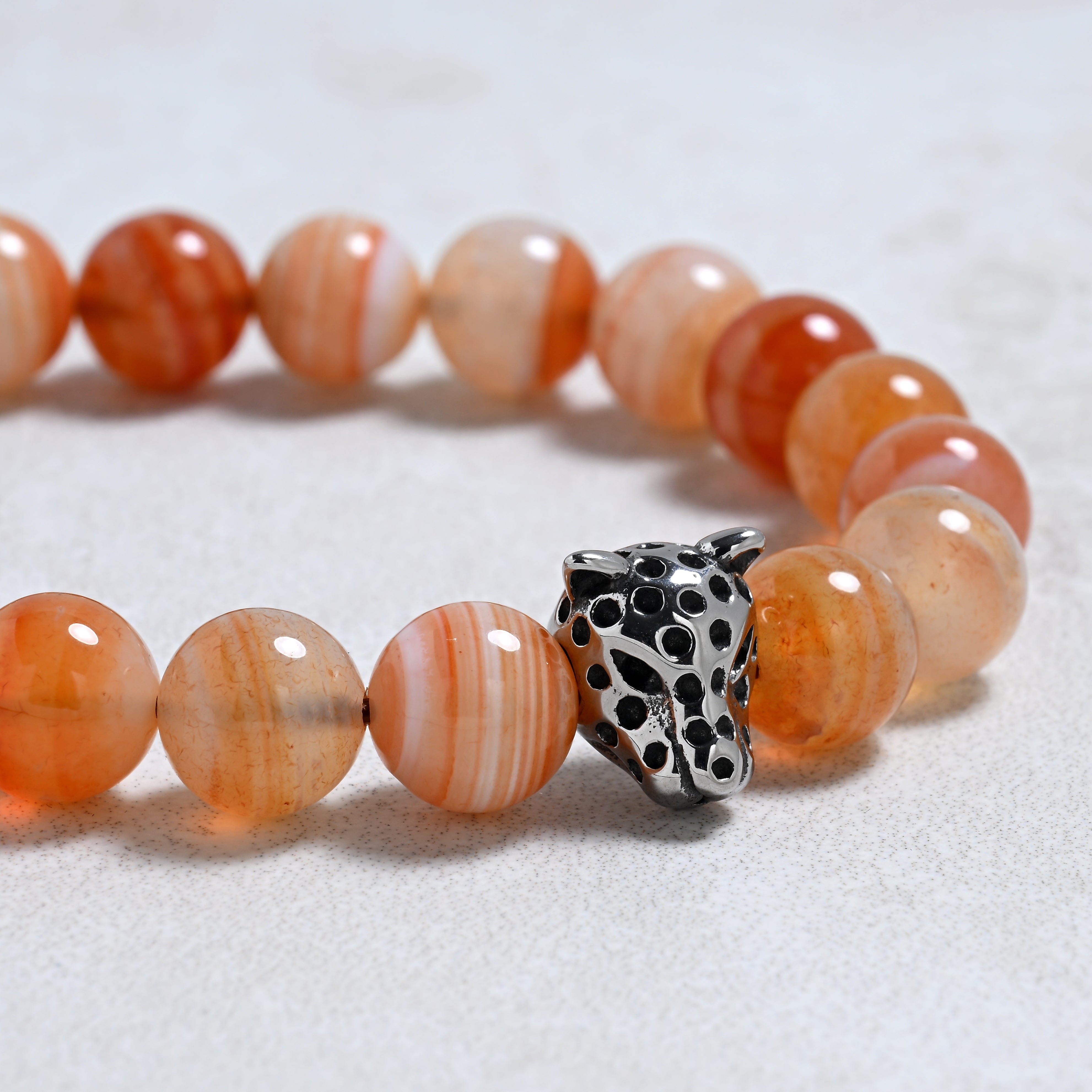 KALIFANO Gemstone Jewelry Carnelian 10mm Natural Gemstone Stretch Bracelet