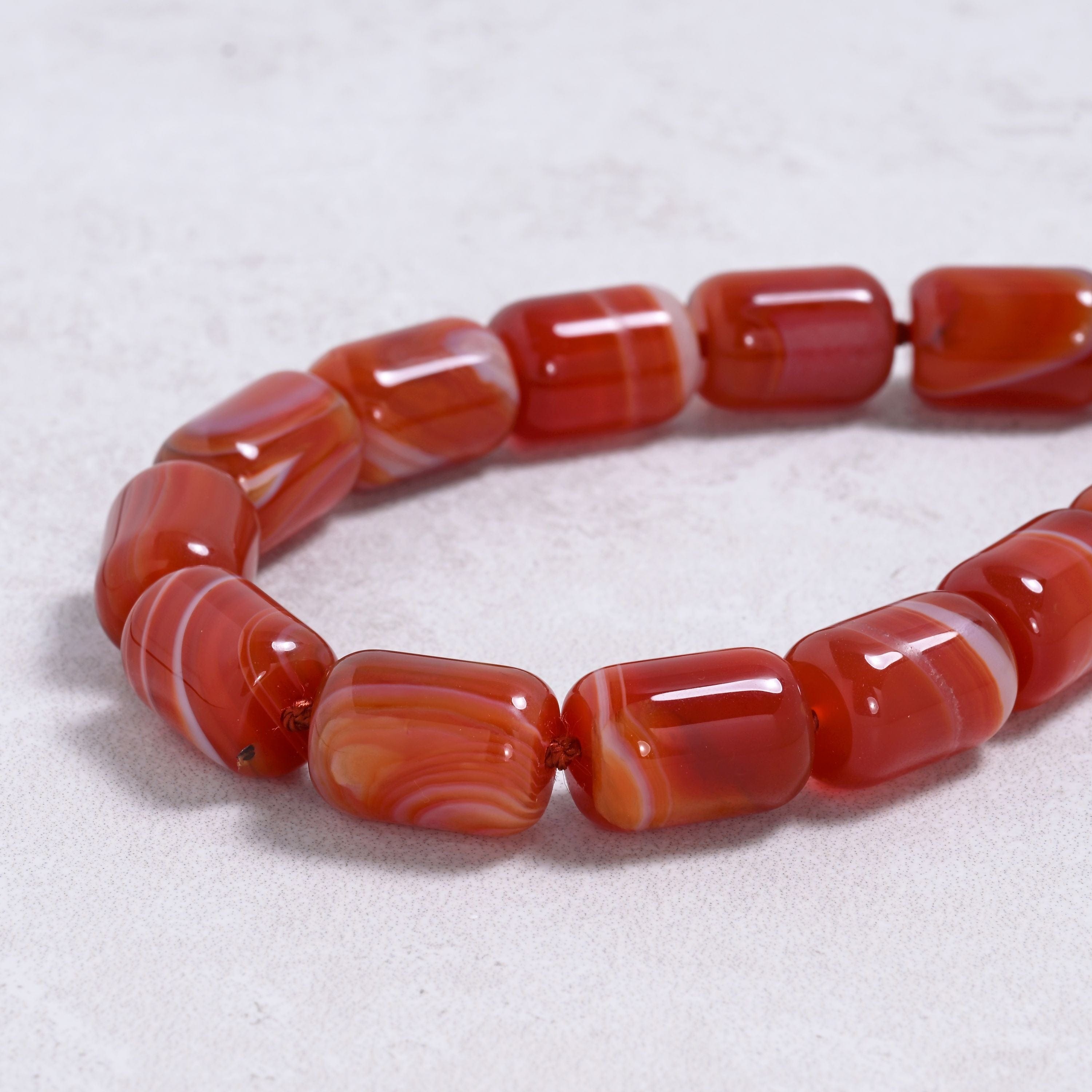 Kalifano Gemstone Jewelry Carnelian 13x17mm Column Gemstone Necklace with Sterling Silver Clasp - 22" 9GN-CR