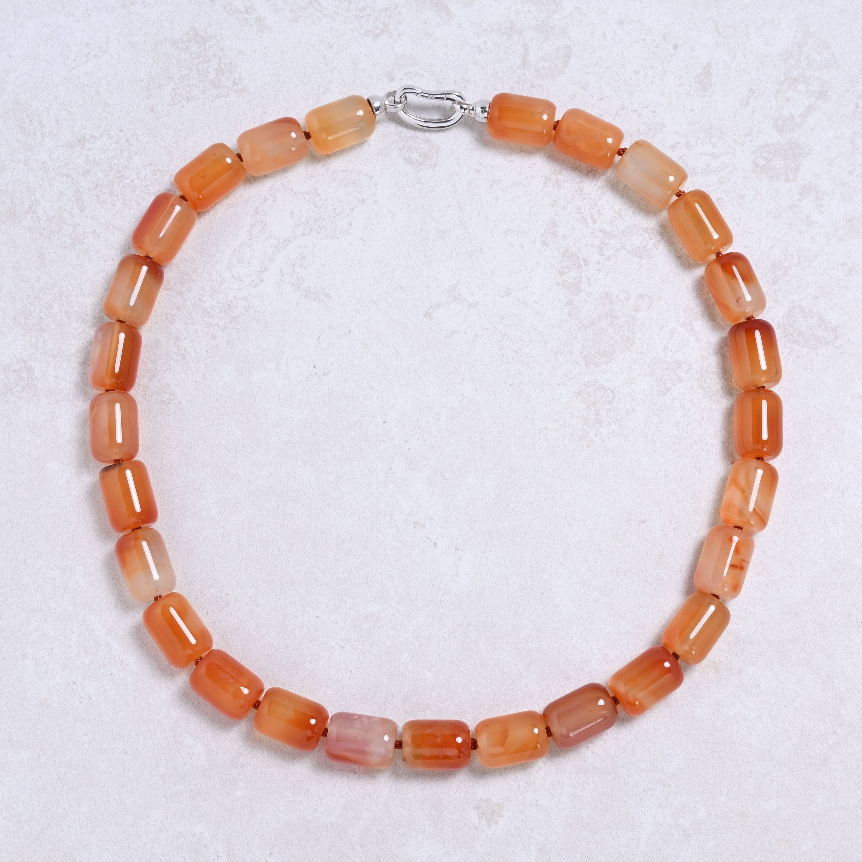 Kalifano Gemstone Jewelry Carnelian 13x17mm Column Gemstone Necklace with Sterling Silver Clasp - 22" 9SN-CR2