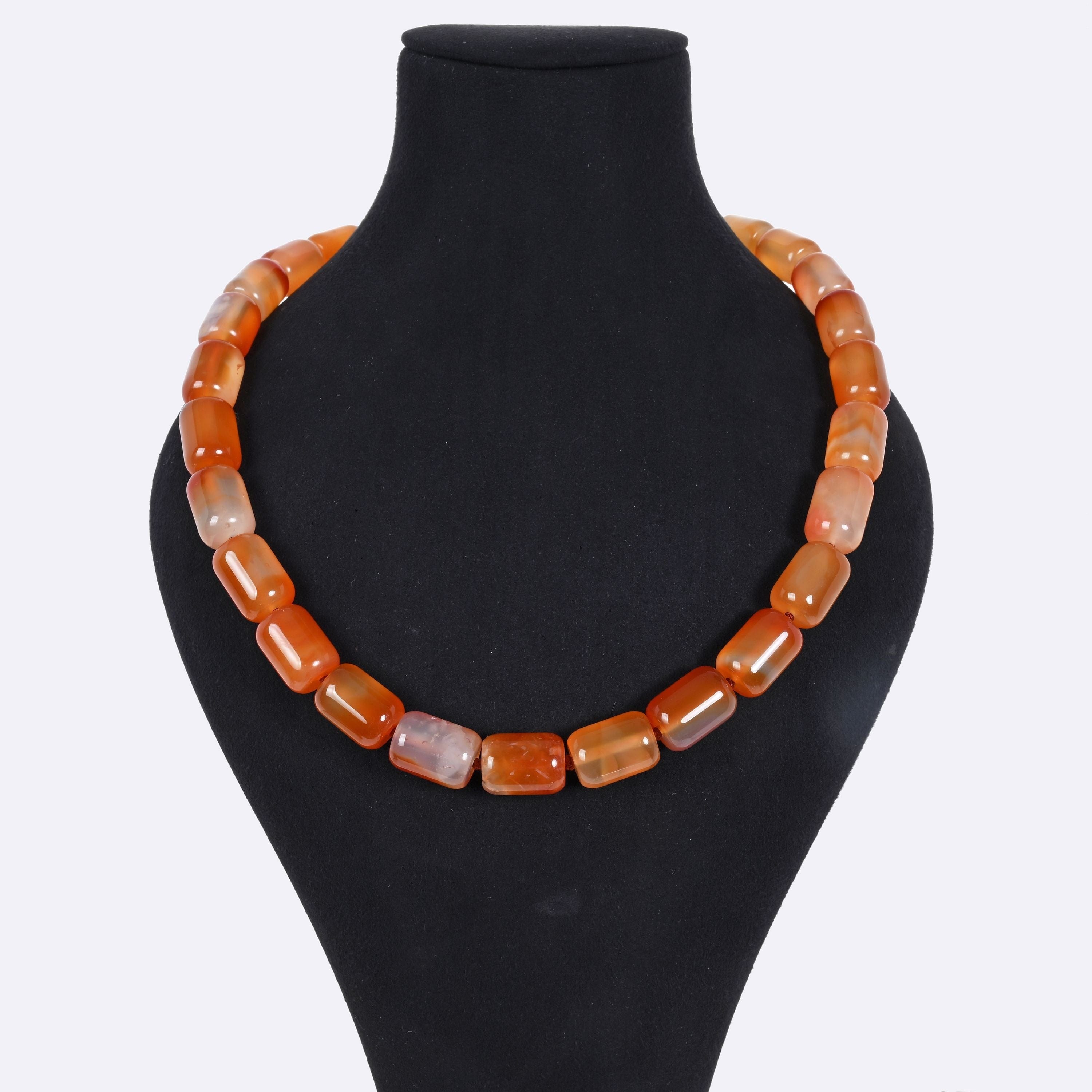 Kalifano Gemstone Jewelry Carnelian 13x17mm Column Gemstone Necklace with Sterling Silver Clasp - 22" 9SN-CR2