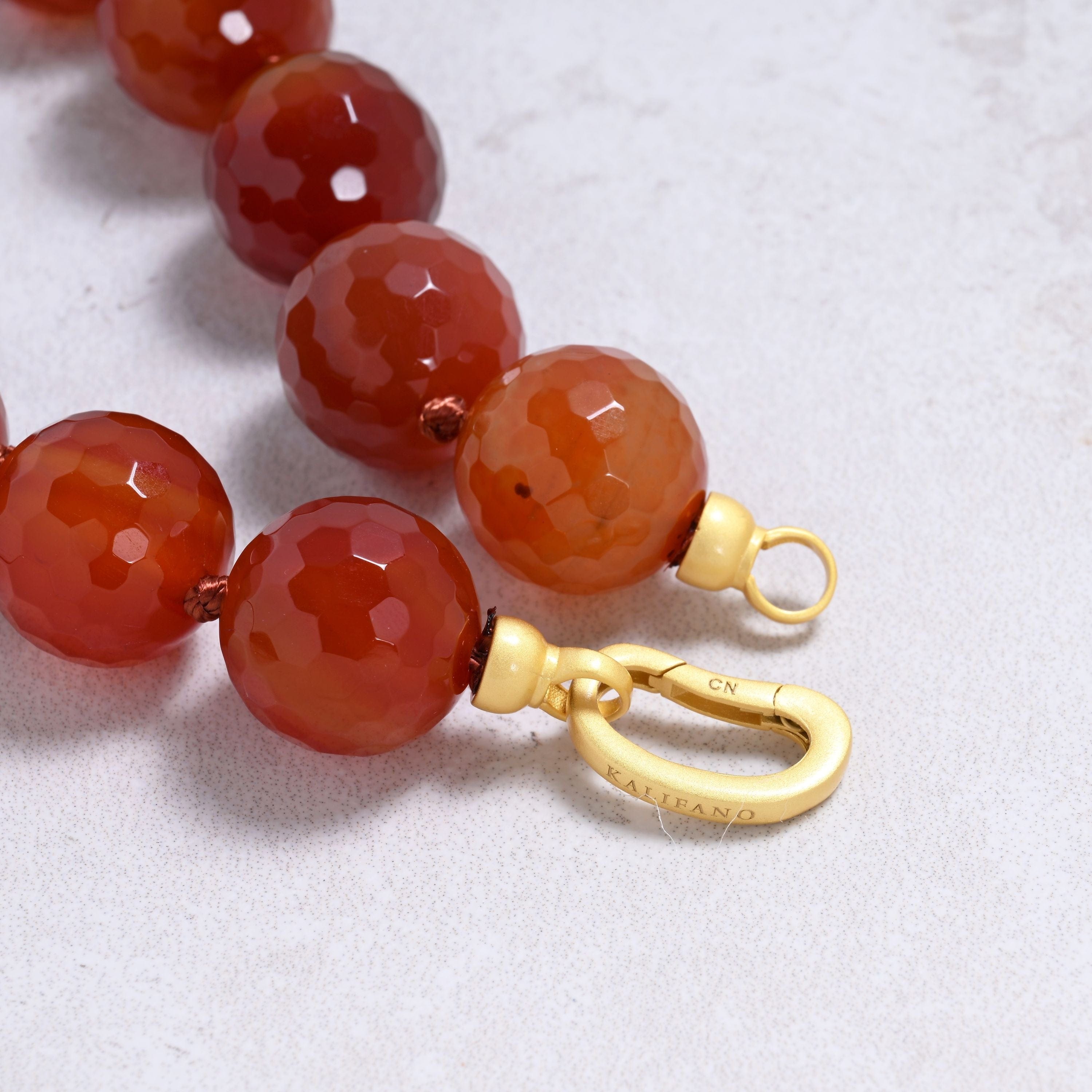 Kalifano Gemstone Jewelry Carnelian 18mm Round Gemstone Necklace with Sterling Silver Clasp - 22" 9GN-CR2