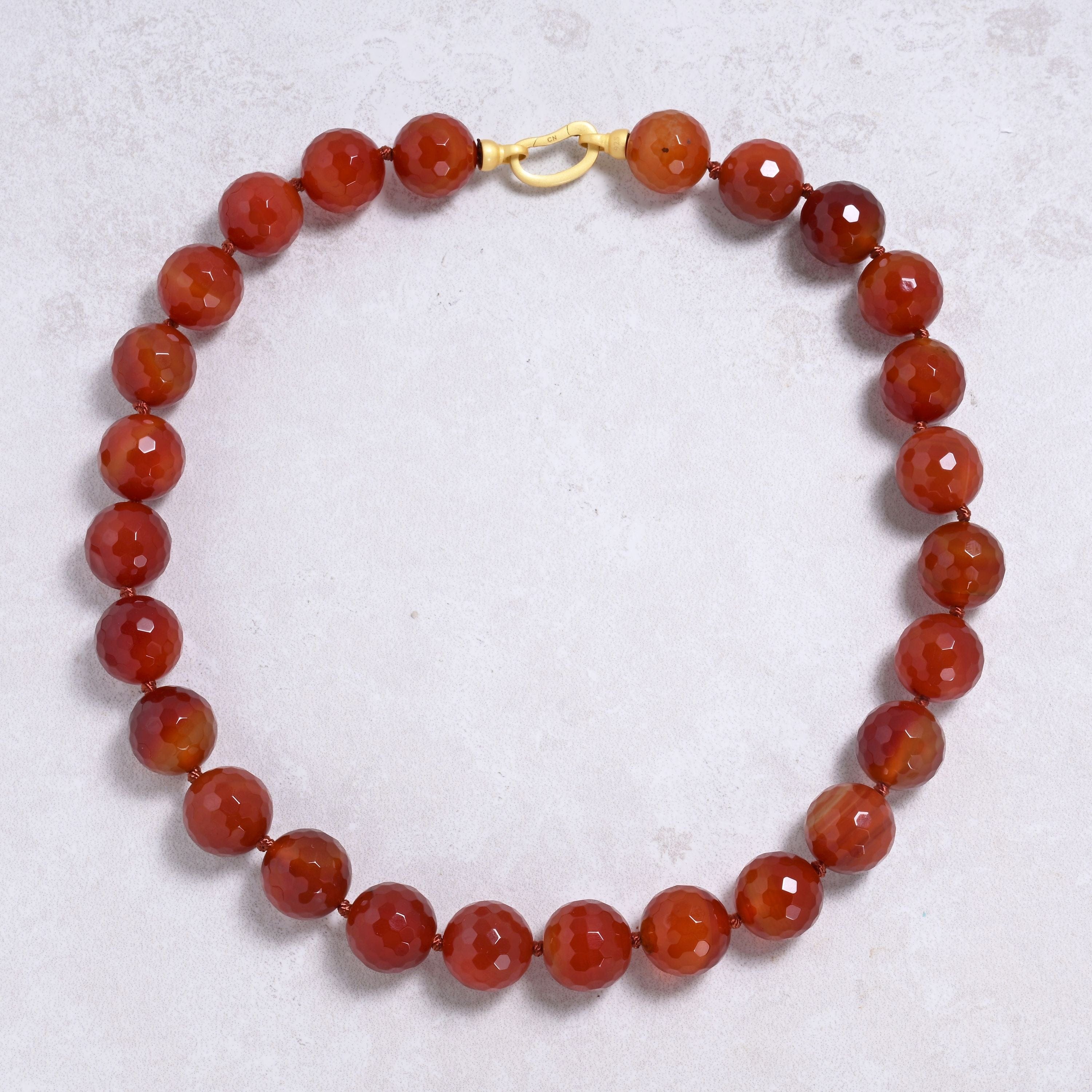 Kalifano Gemstone Jewelry Carnelian 18mm Round Gemstone Necklace with Sterling Silver Clasp - 22" 9GN-CR2