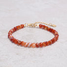 Carnelian 4mm Natural Gemstone Bracelet with Sterling Silver Clasp