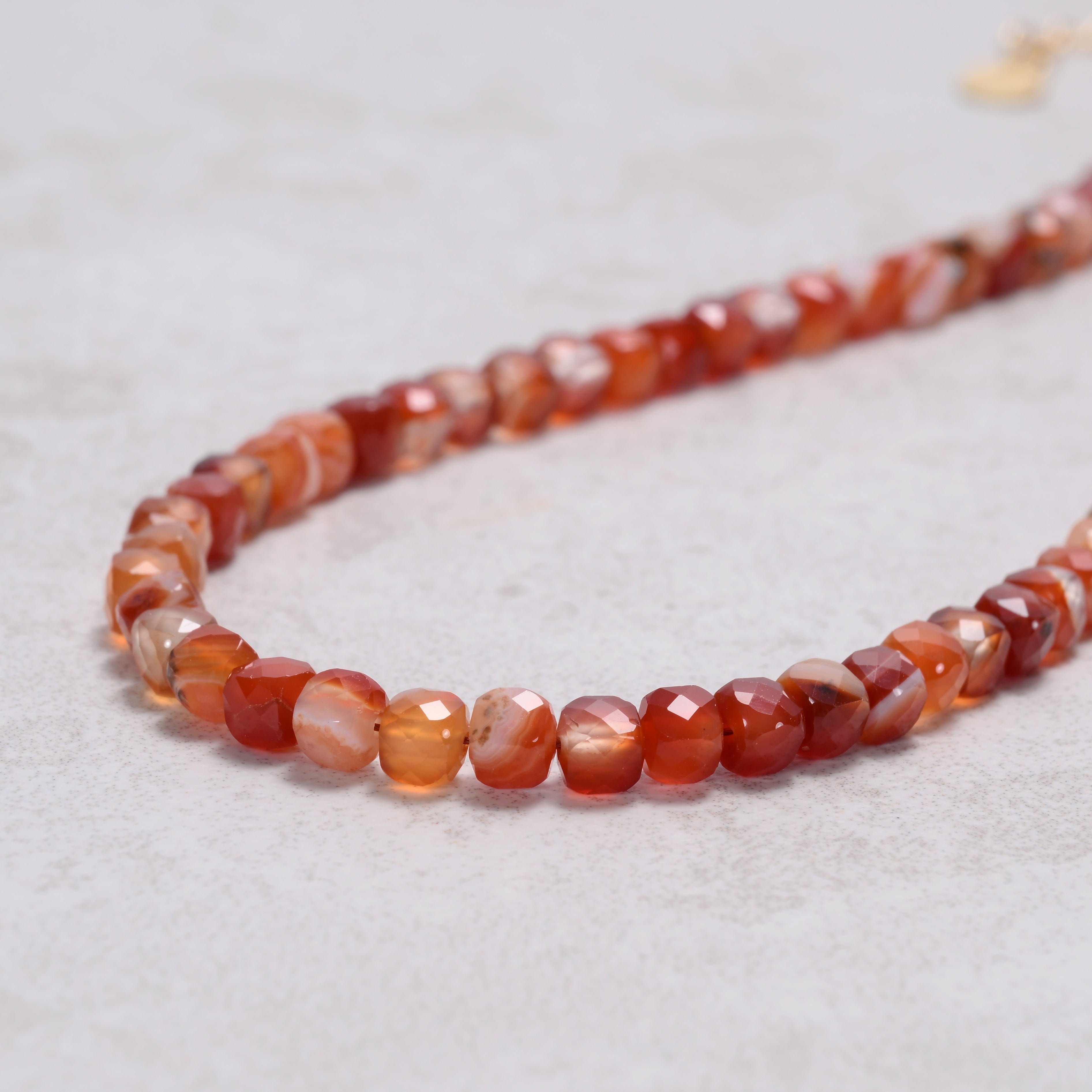 Carnelian 4mm Necklace With Sterling Silver Clasp - 16