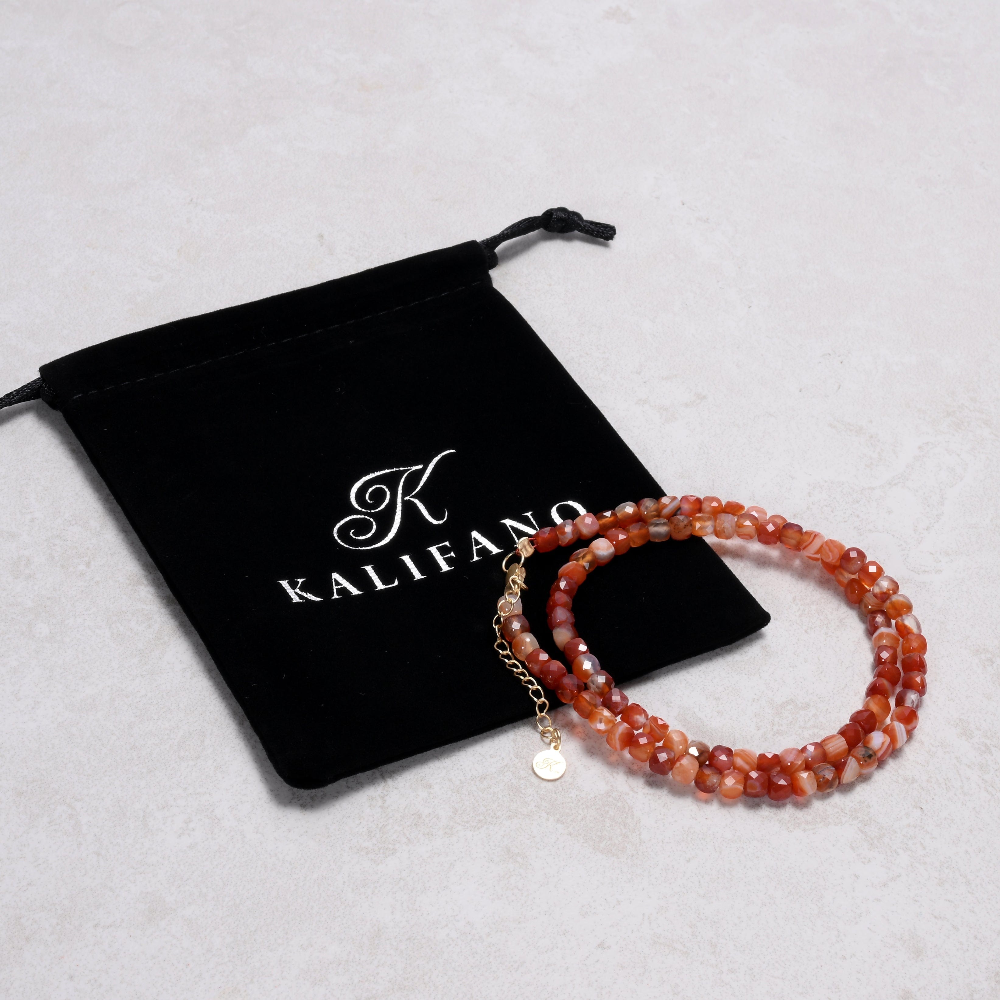 KALIFANO Gemstone Jewelry Carnelian 4mm Necklace With Sterling Silver Clasp - 16" N4-41G-CR