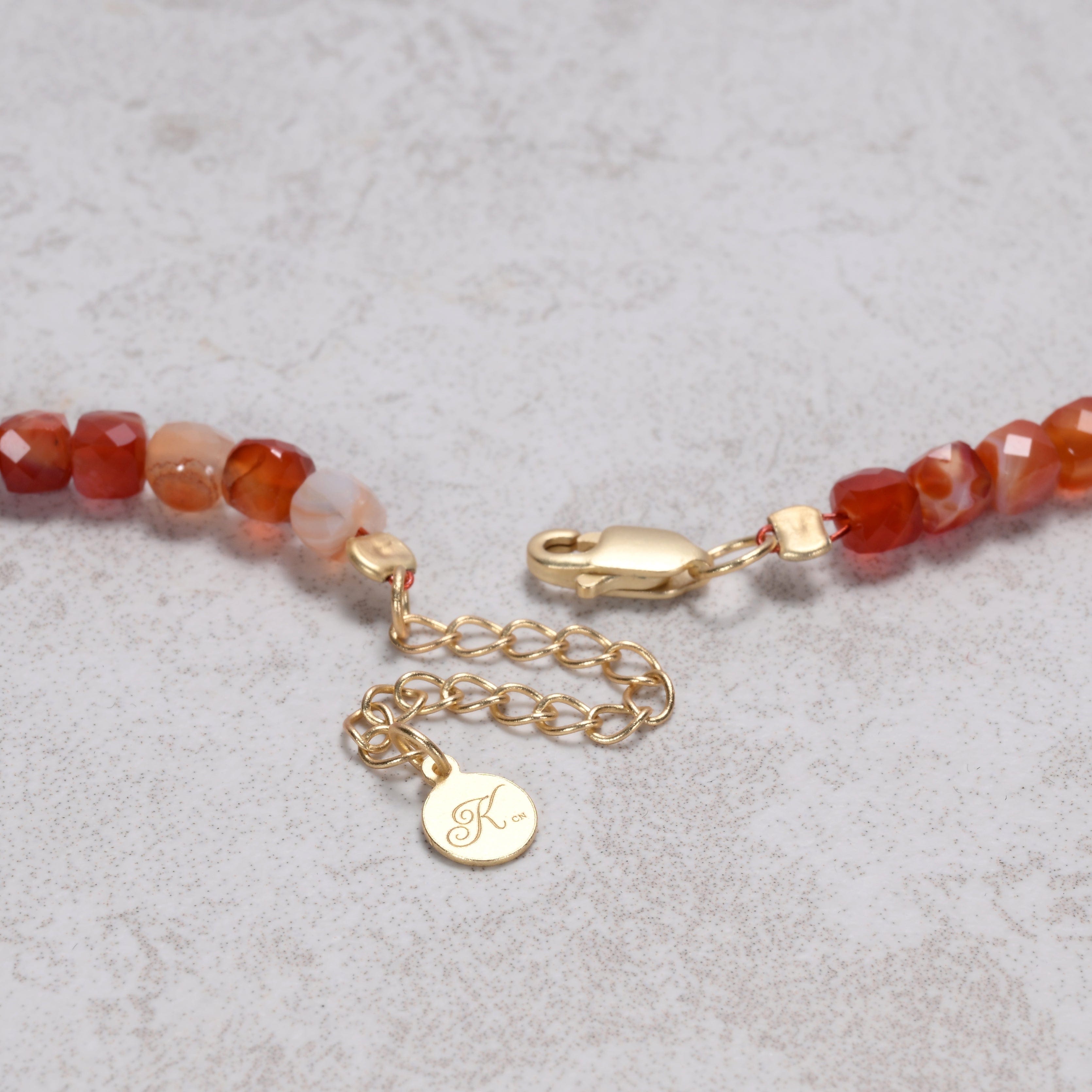 Carnelian 4mm Necklace With Sterling Silver Clasp - 16