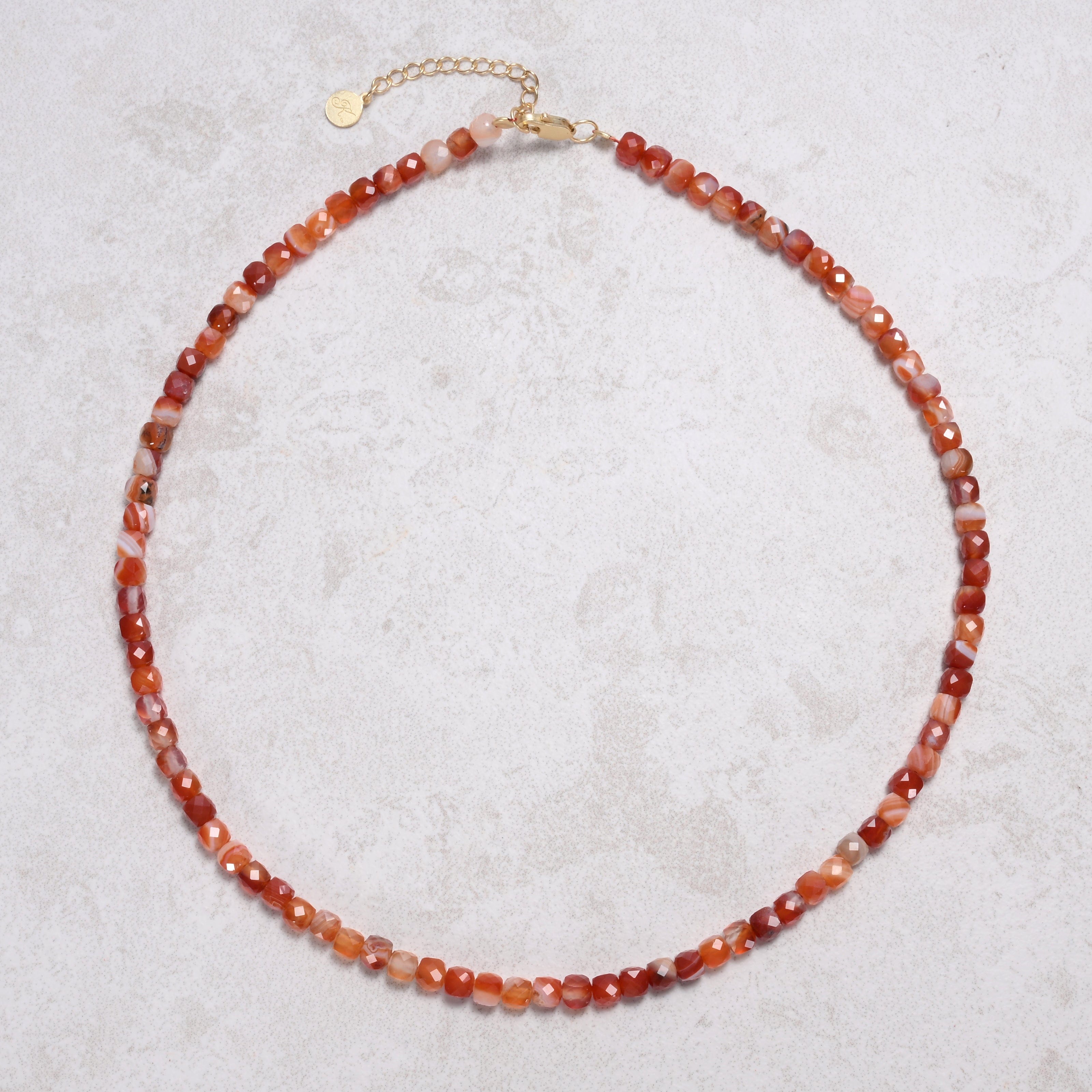 Carnelian 4mm Necklace With Sterling Silver Clasp - 16