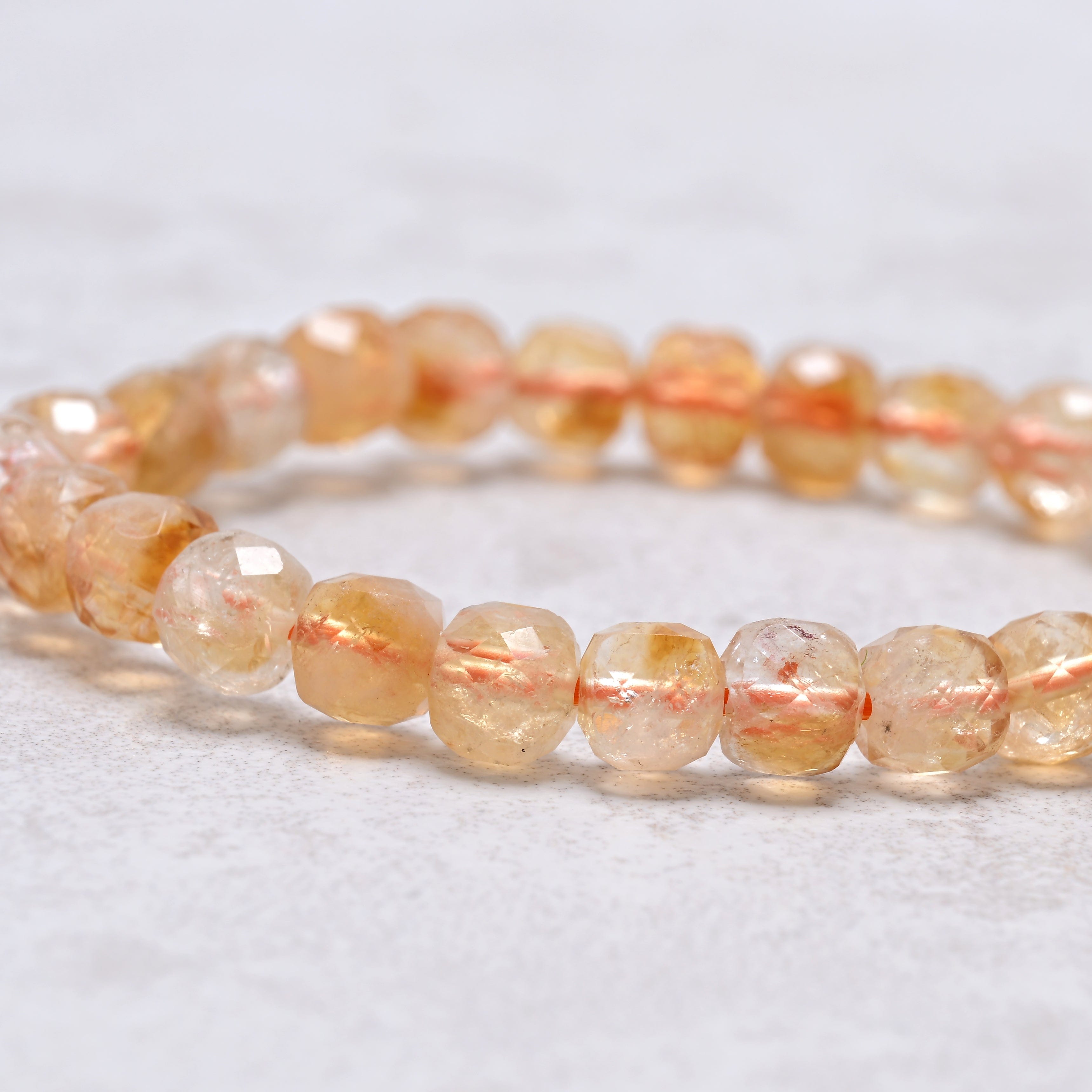 KALIFANO Gemstone Jewelry Citrine 6x6mm Natural Gemstone Stretch Bracelet