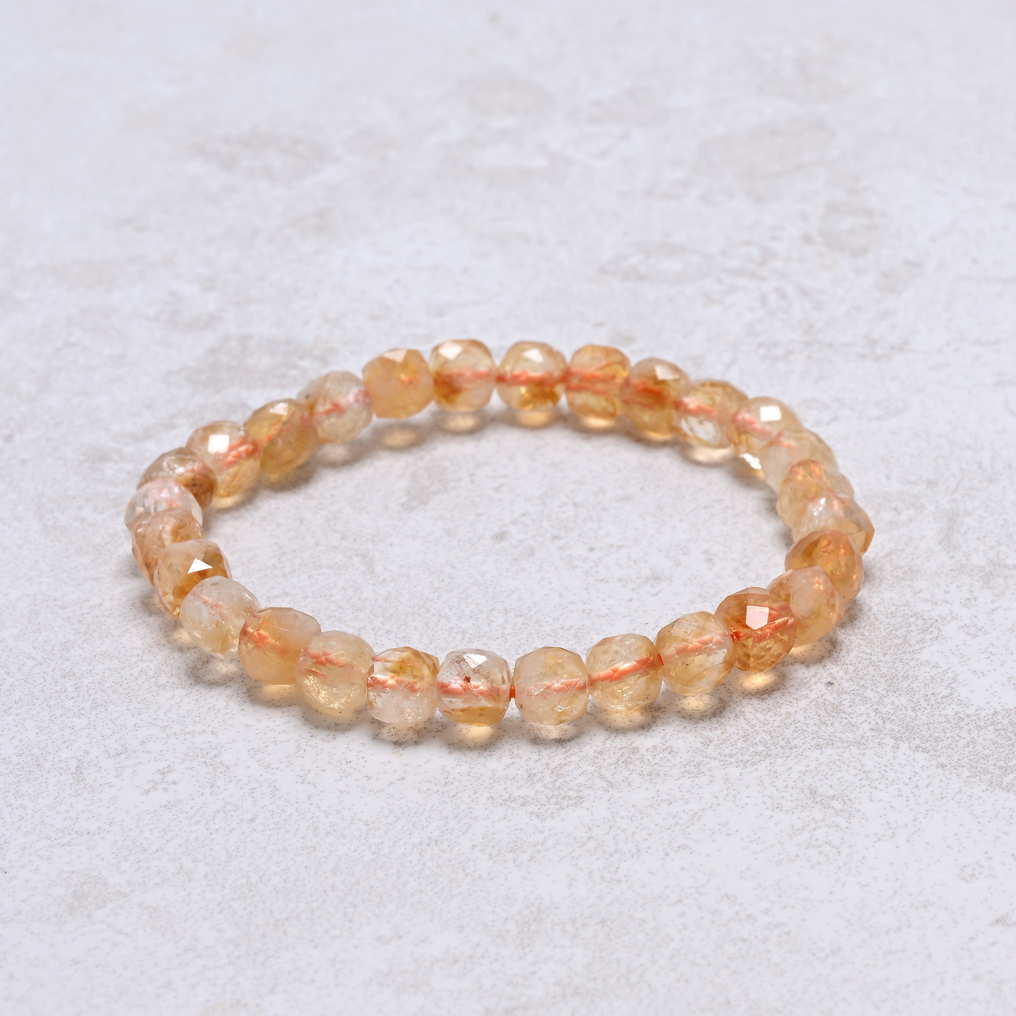 KALIFANO Gemstone Jewelry Citrine 6x6mm Natural Gemstone Stretch Bracelet