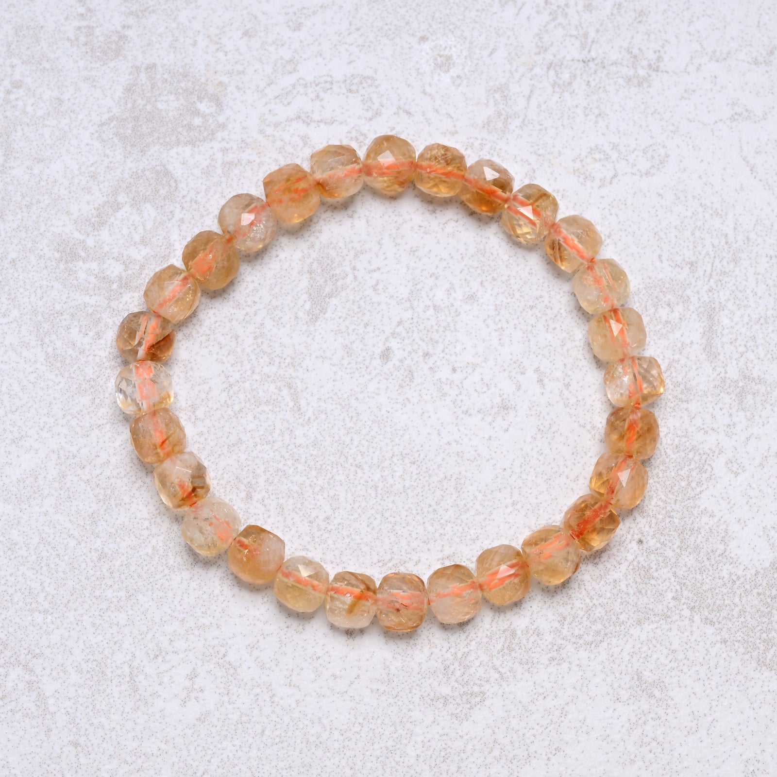 KALIFANO Gemstone Jewelry Citrine 6x6mm Natural Gemstone Stretch Bracelet