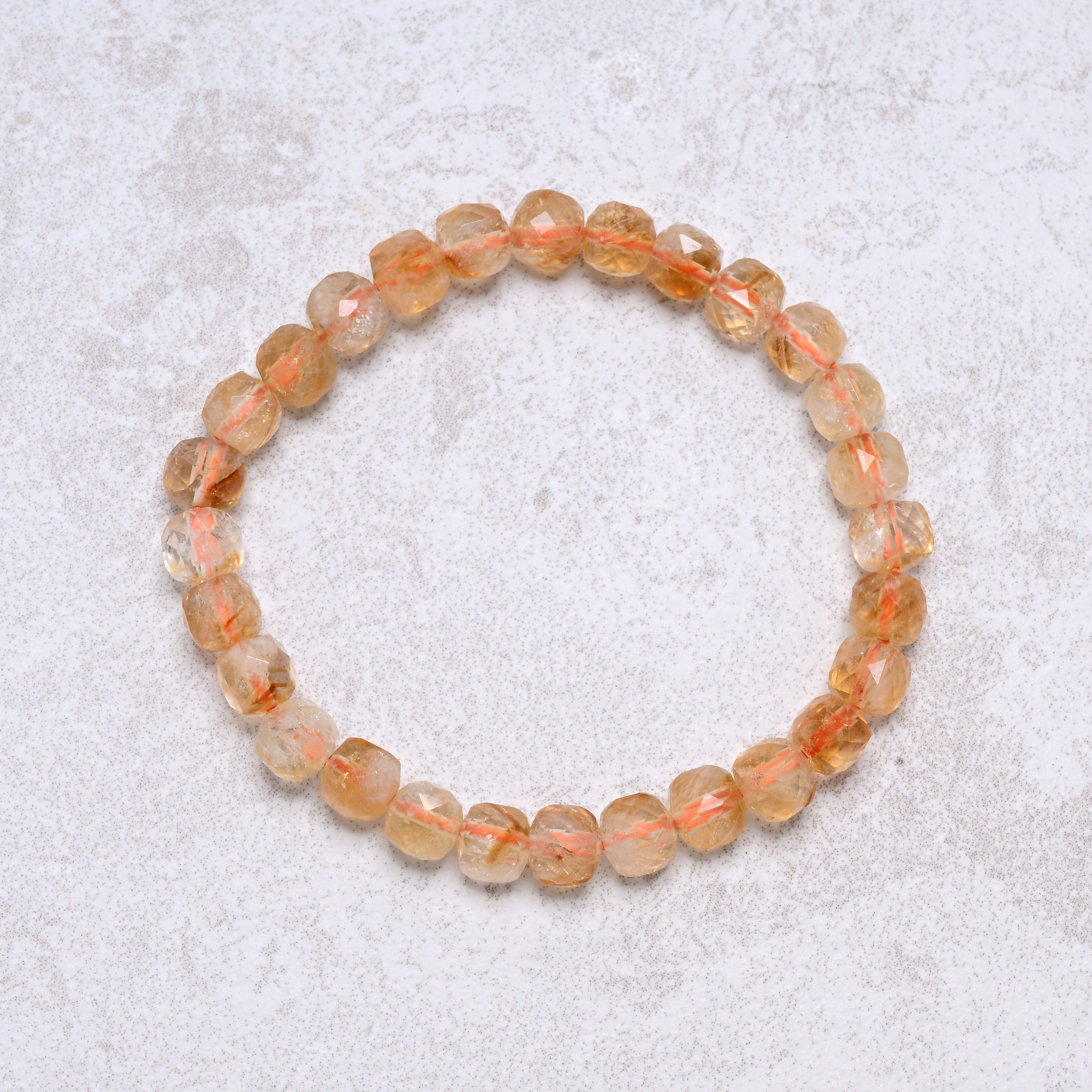 KALIFANO Gemstone Jewelry Citrine 6x6mm Natural Gemstone Stretch Bracelet