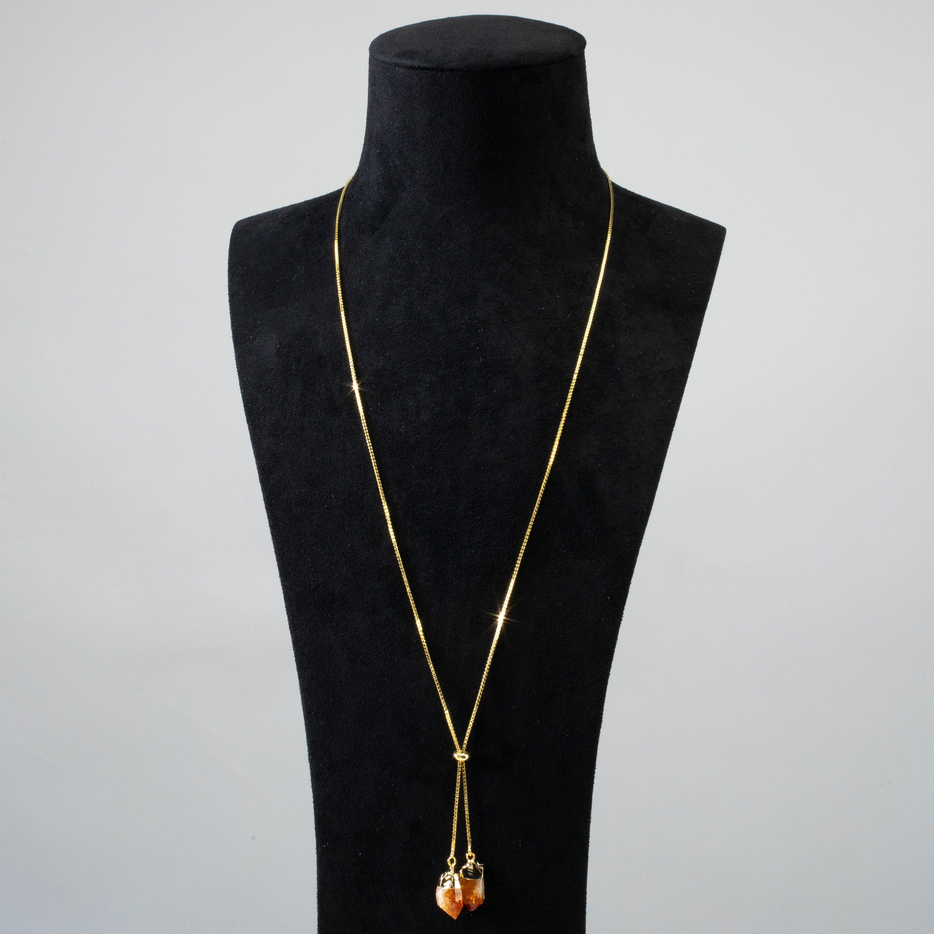 KALIFANO Gemstone Jewelry Citrine Bolo Necklace CJN-2S-CT