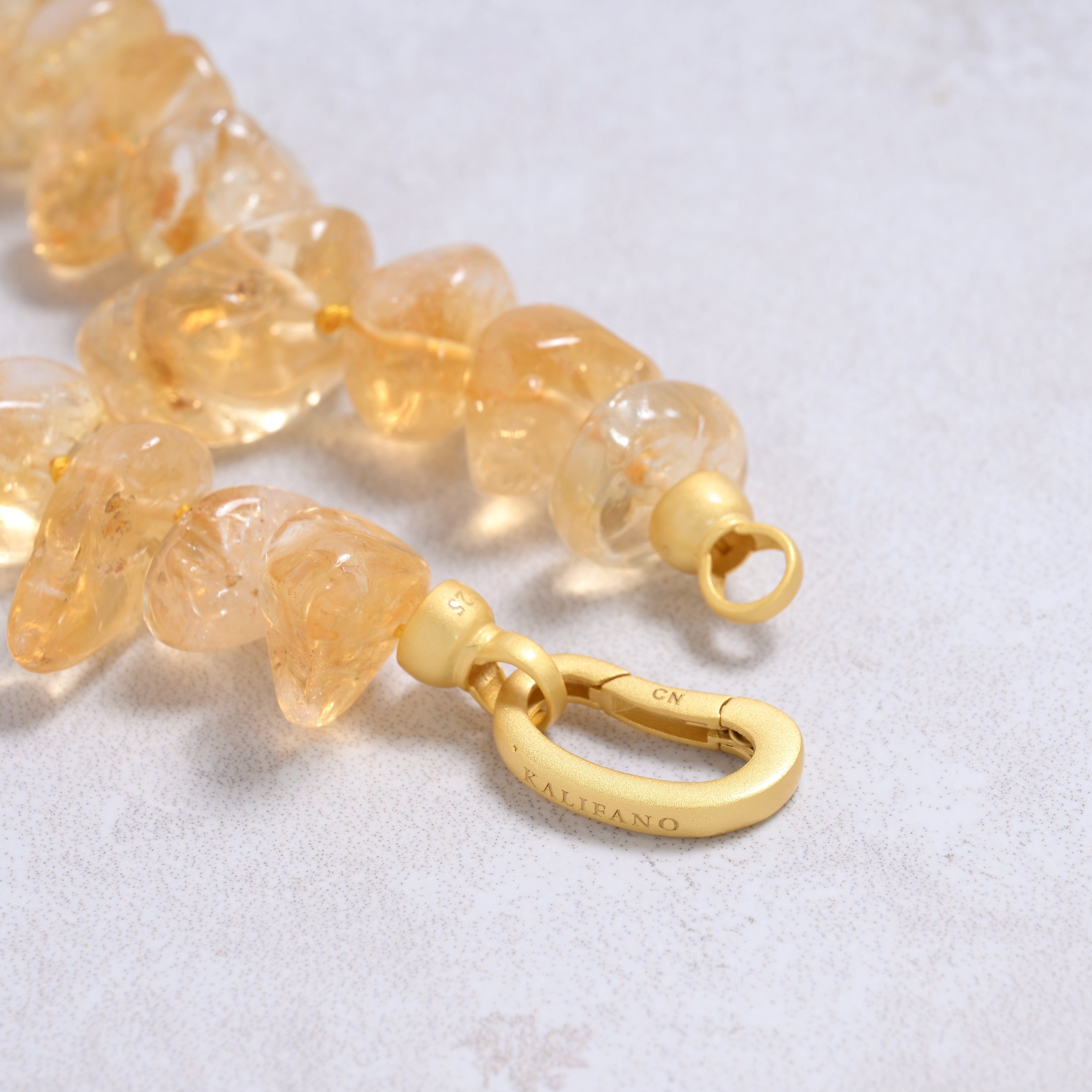 Kalifano Gemstone Jewelry Citrine Irregular Gemstone Necklace with Sterling Silver Clasp - 22" 9GN-CT
