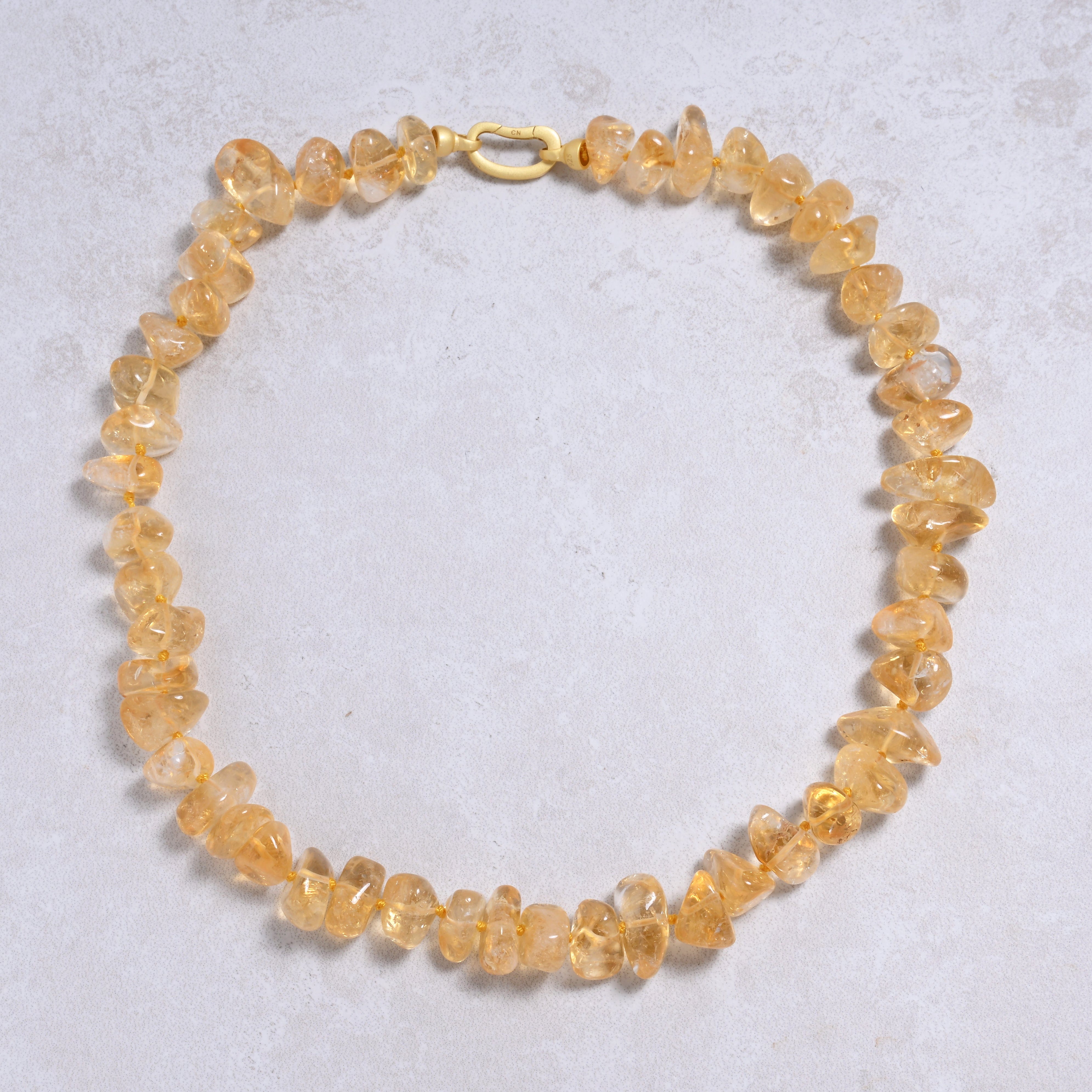 Kalifano Gemstone Jewelry Citrine Irregular Gemstone Necklace with Sterling Silver Clasp - 22" 9GN-CT