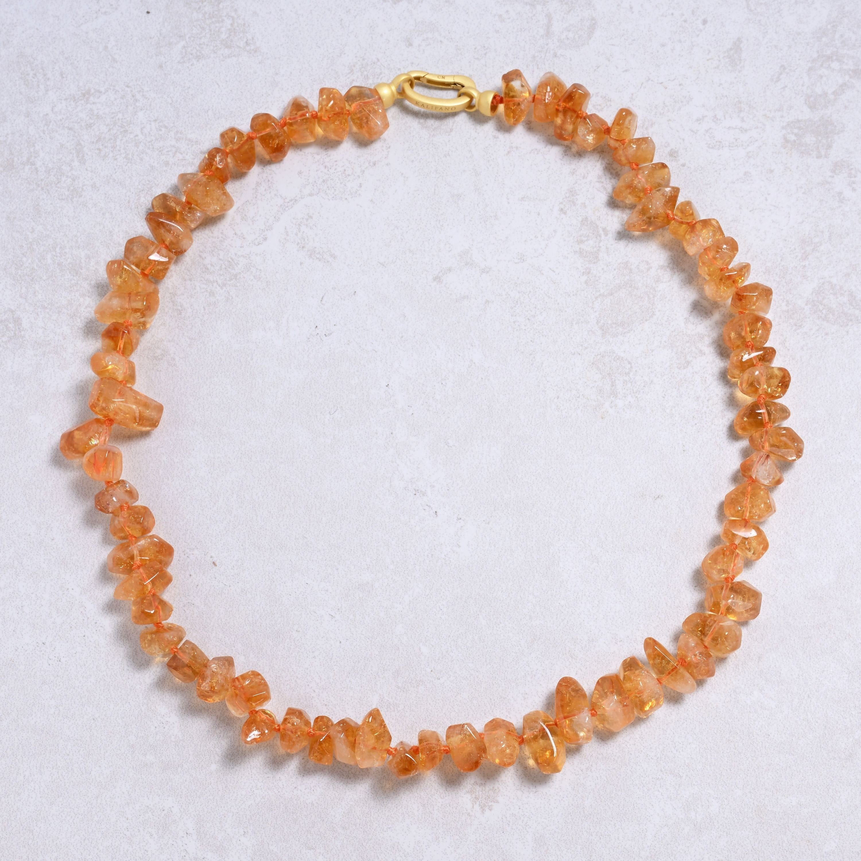 Kalifano Gemstone Jewelry Citrine Irregular Gemstone Necklace with Sterling Silver Clasp - 22" 9GN-CT2