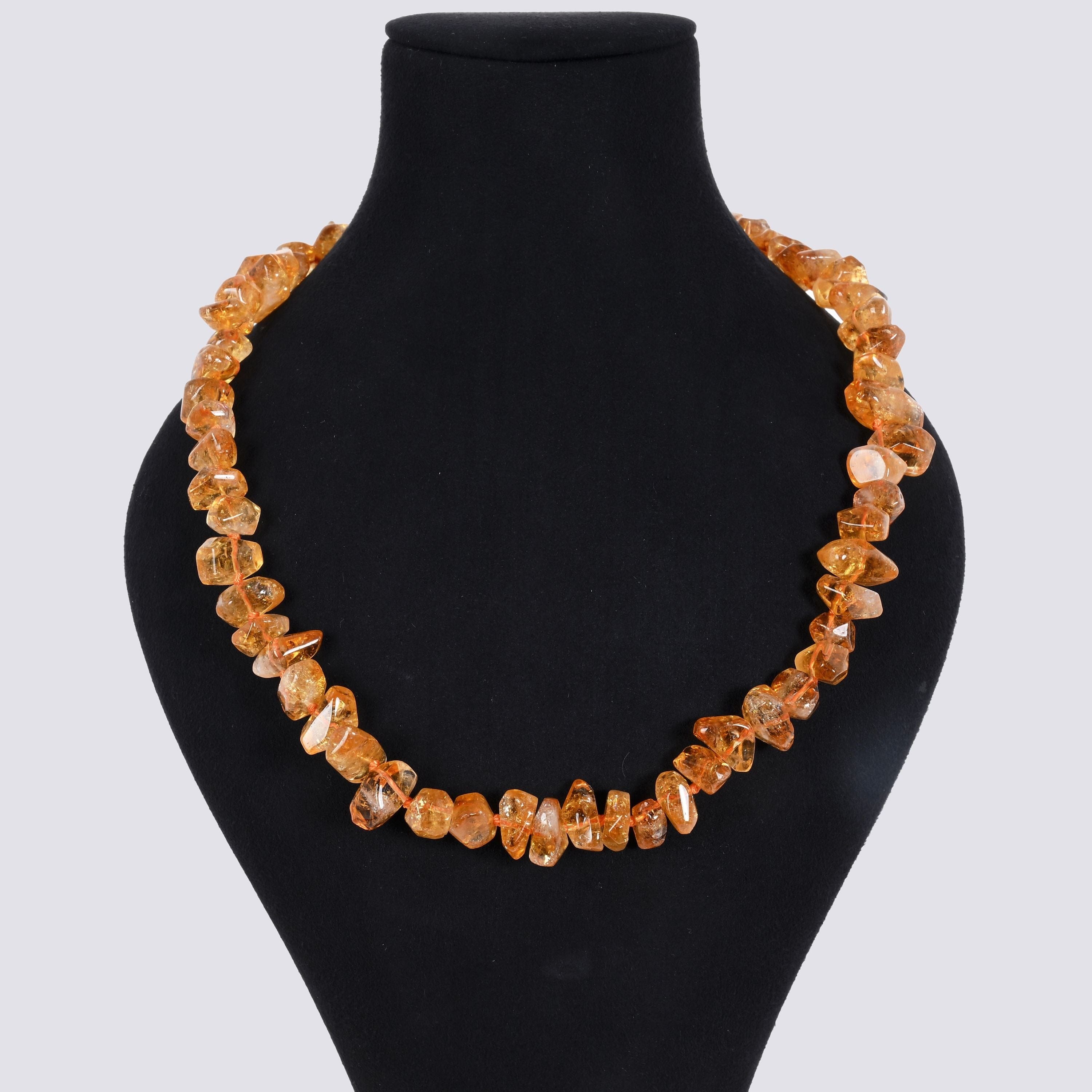 Kalifano Gemstone Jewelry Citrine Irregular Gemstone Necklace with Sterling Silver Clasp - 22" 9GN-CT2