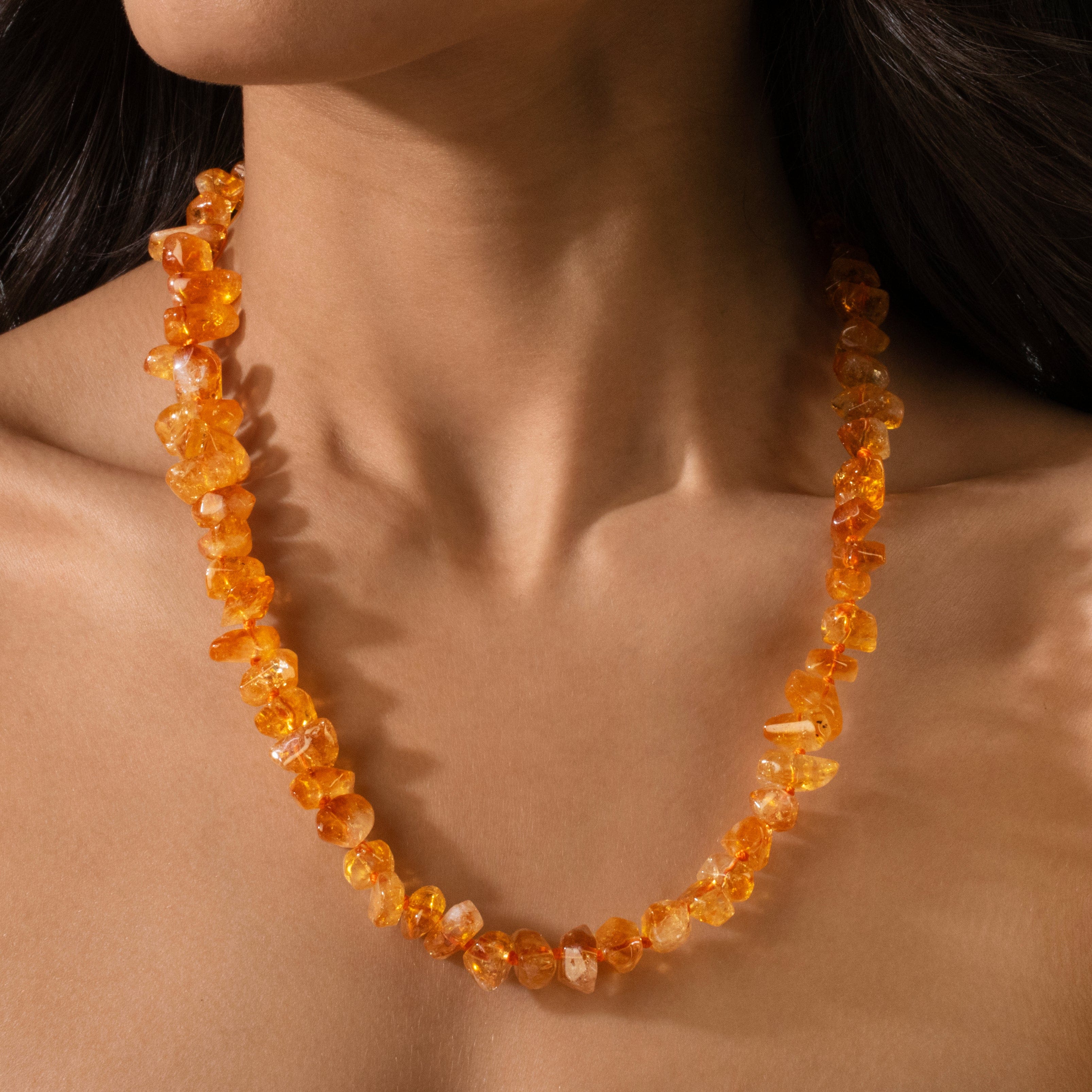 Kalifano Gemstone Jewelry Citrine Irregular Gemstone Necklace with Sterling Silver Clasp - 22" 9GN-CT2
