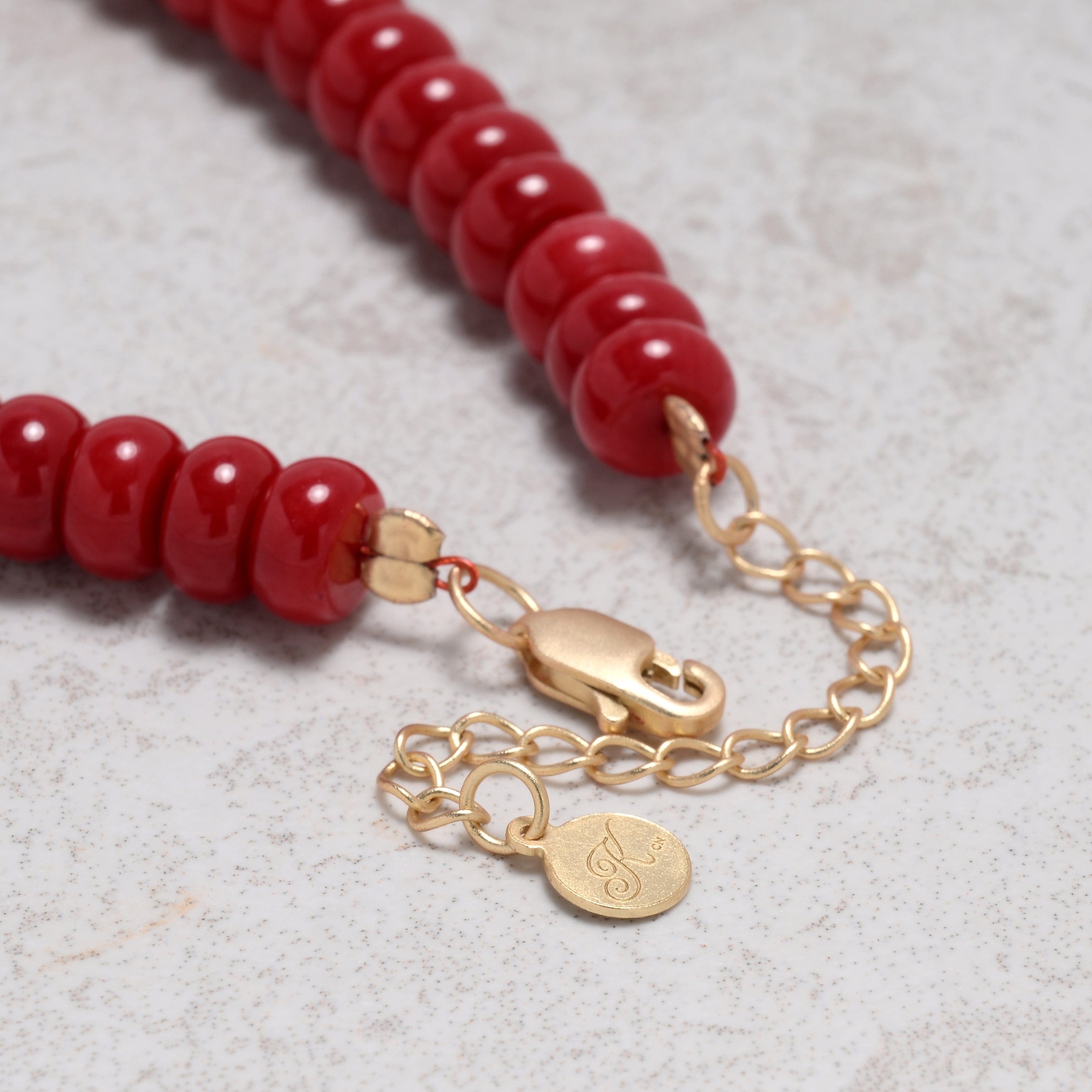 KALIFANO Gemstone Jewelry Coral 4x7mm Natural Gemstone Bracelet with Sterling Silver Clasp 925B-15-S-G