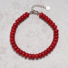 Coral 4x7mm Natural Gemstone Bracelet with Sterling Silver Clasp