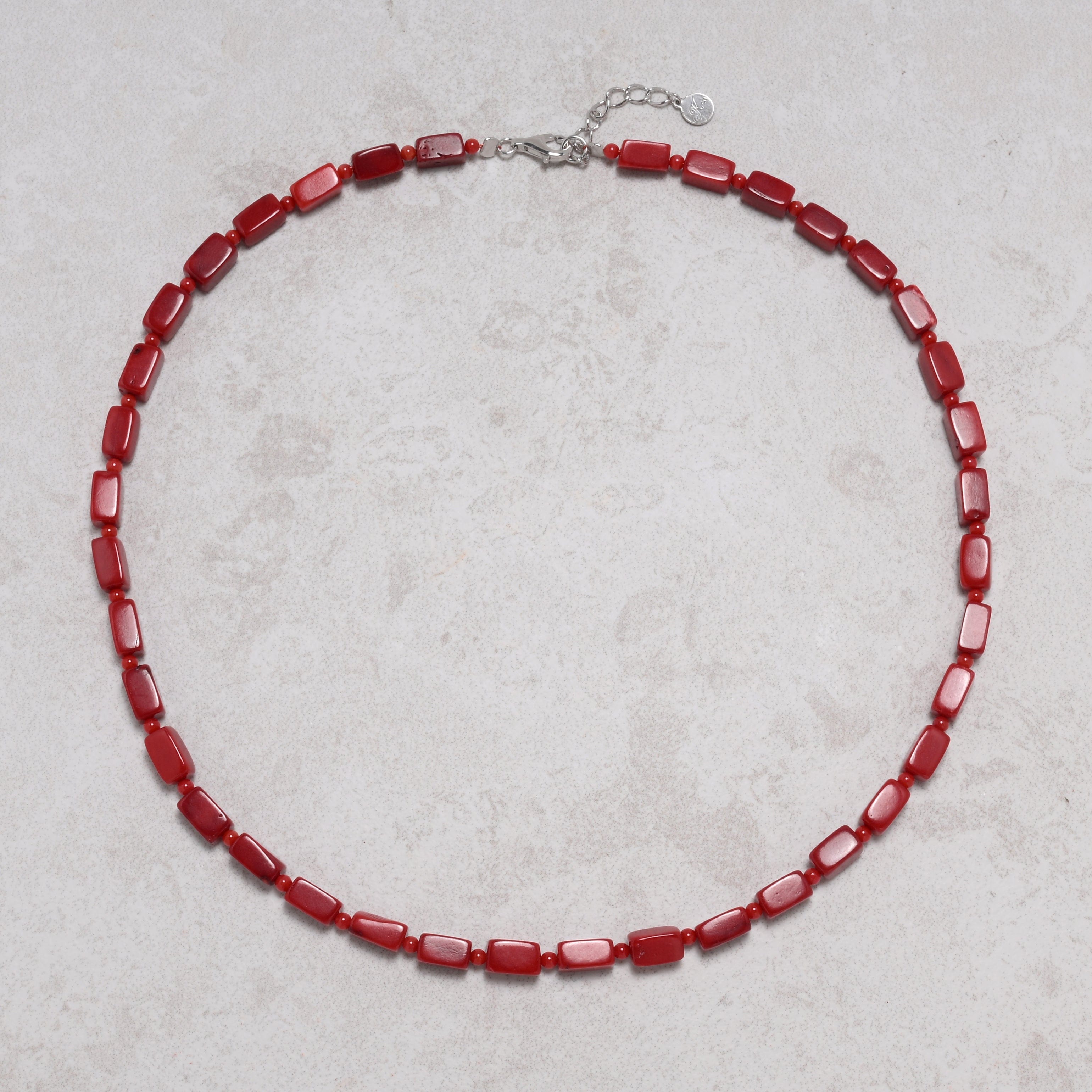 KALIFANO Gemstone Jewelry Coral 5x8mm Necklace With Sterling Silver Clasp - 18" 925N-14-RC