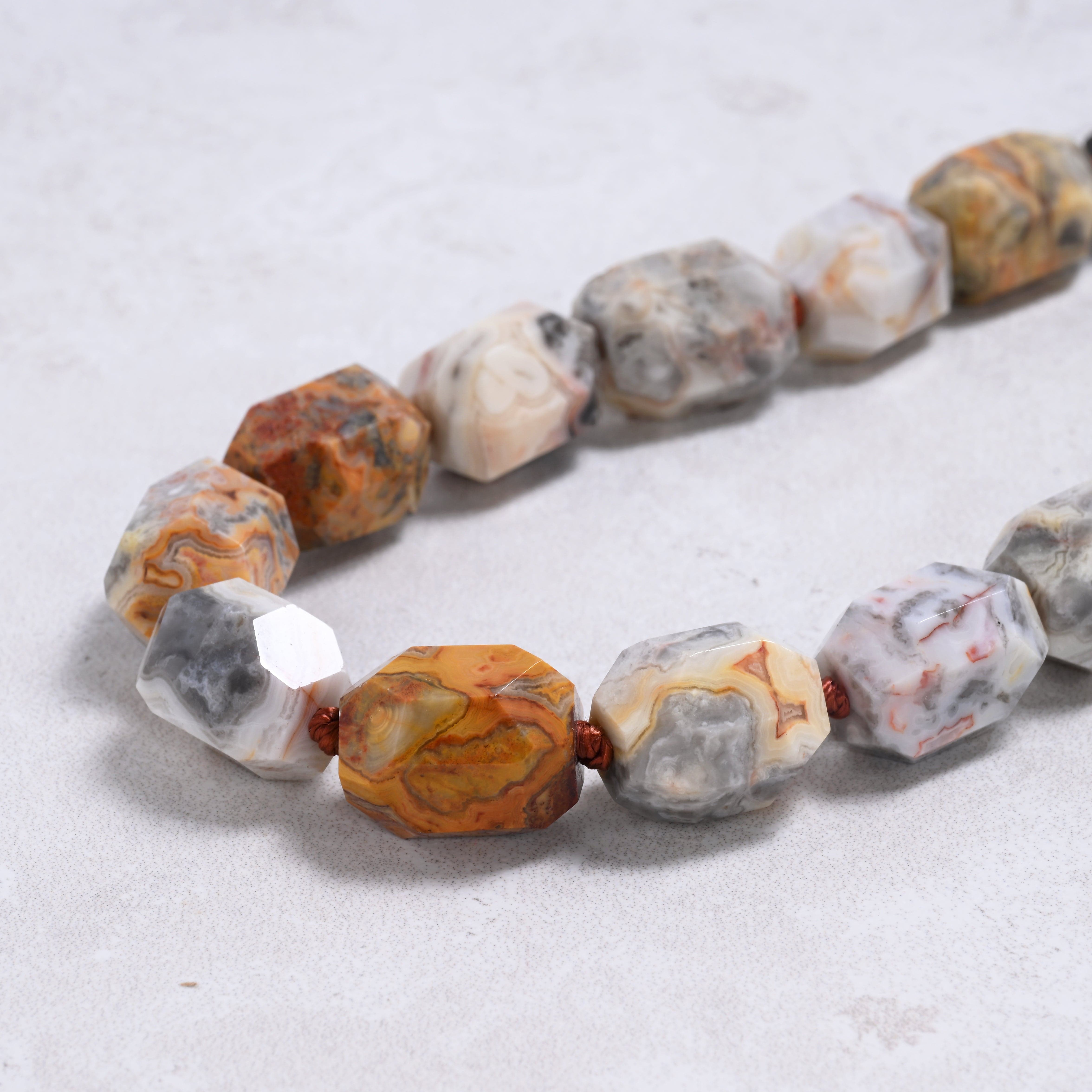 Kalifano Gemstone Jewelry Crazy Lace Agate 20x15mm Column Gemstone Necklace with Sterling Silver Clasp - 22" 9SN-CLA