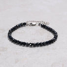 Dark Sapphire 4mm Natural Gemstone Bracelet with Sterling Silver Clasp