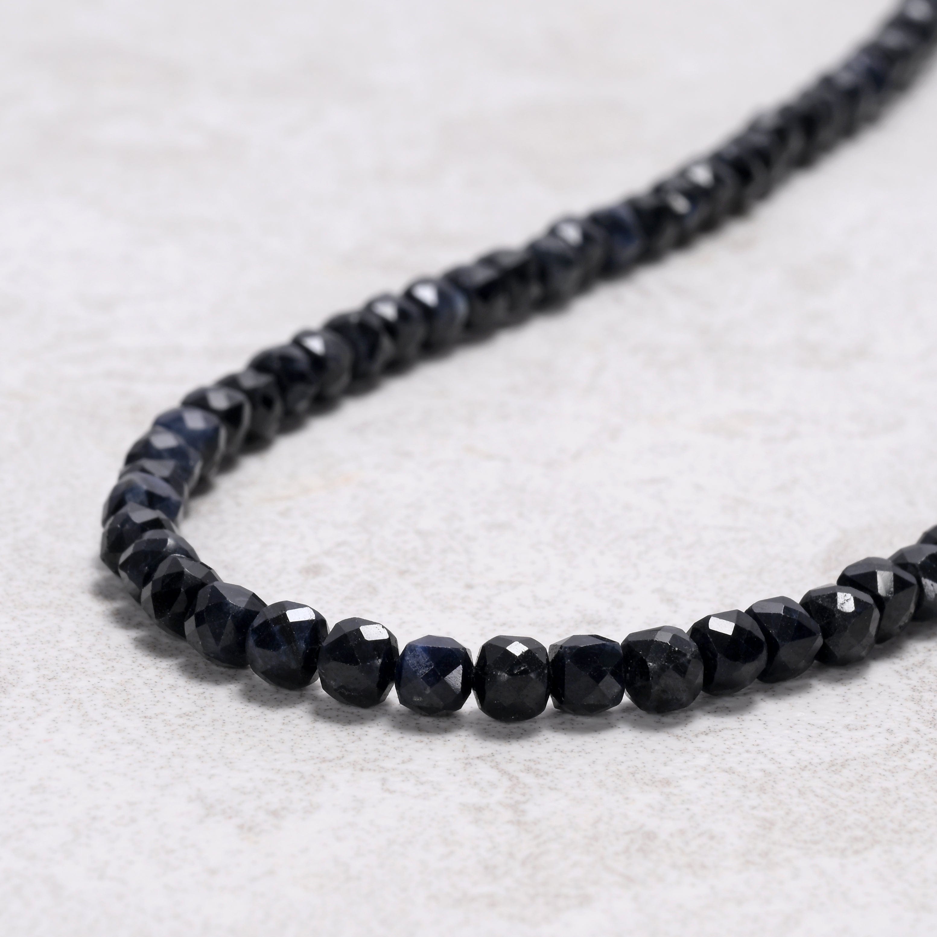 KALIFANO Gemstone Jewelry Dark Sapphire 4mm Necklace With Sterling Silver Clasp - 16" N4-41S-SP