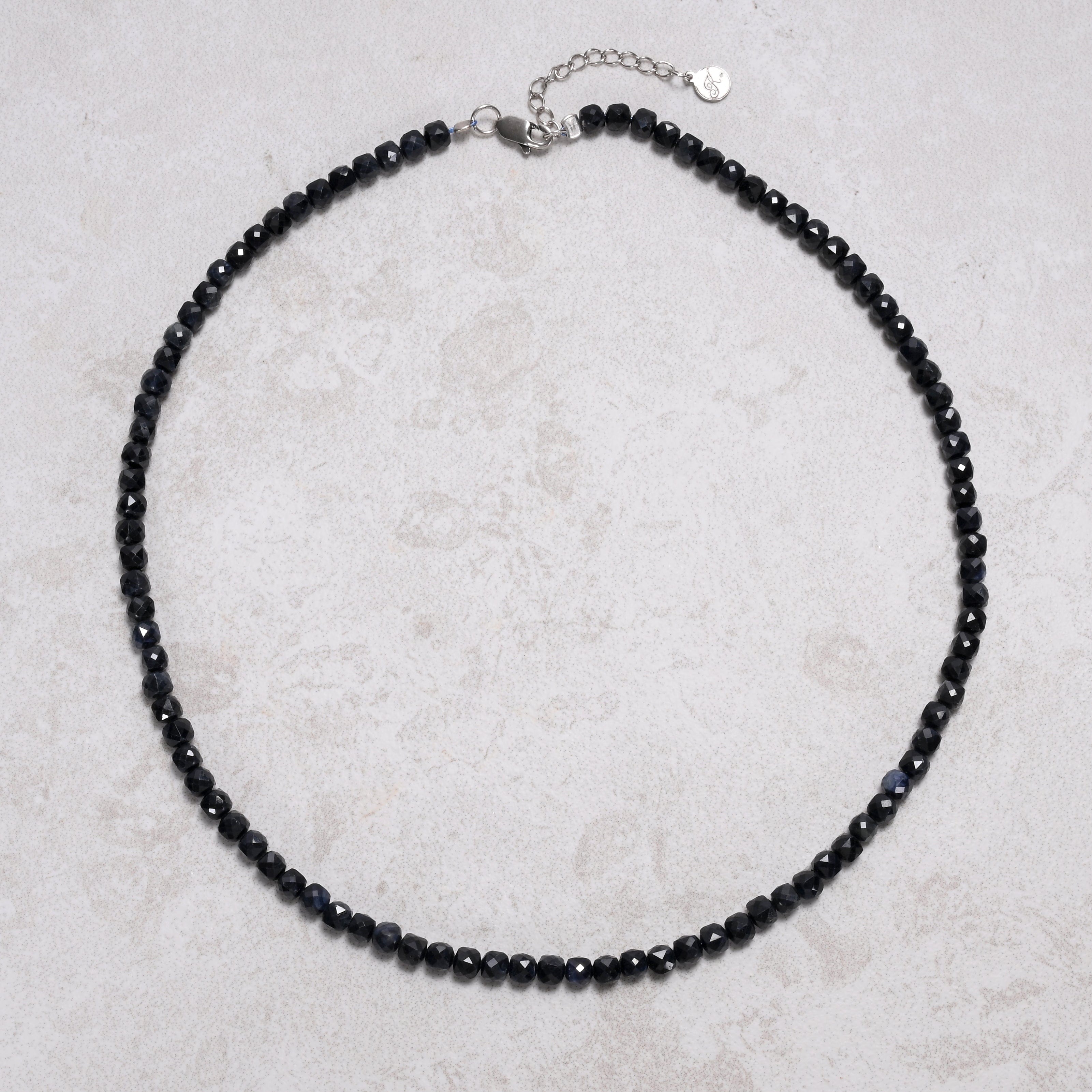 KALIFANO Gemstone Jewelry Dark Sapphire 4mm Necklace With Sterling Silver Clasp - 16" N4-41S-SP