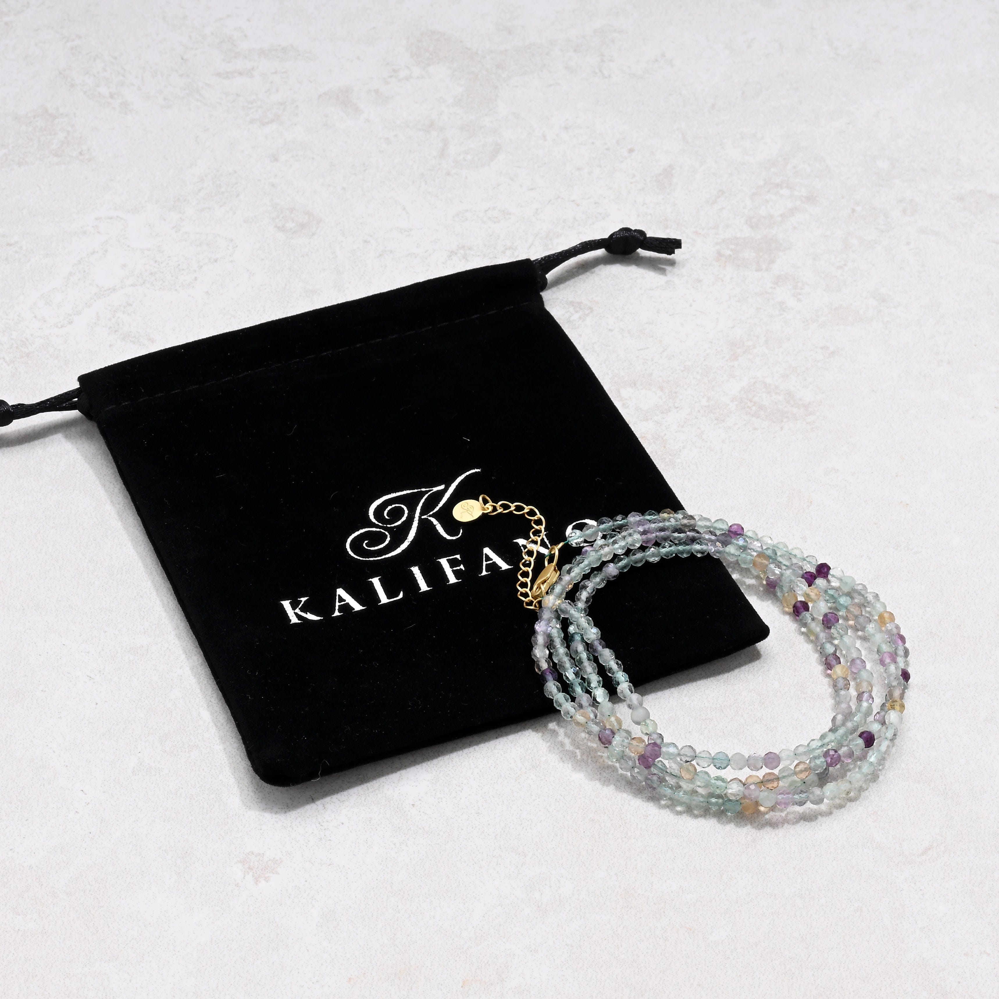 KALIFANO Gemstone Jewelry Fluorite 3mm Necklace With Sterling Silver Clasp - 31" N3-79G-FL