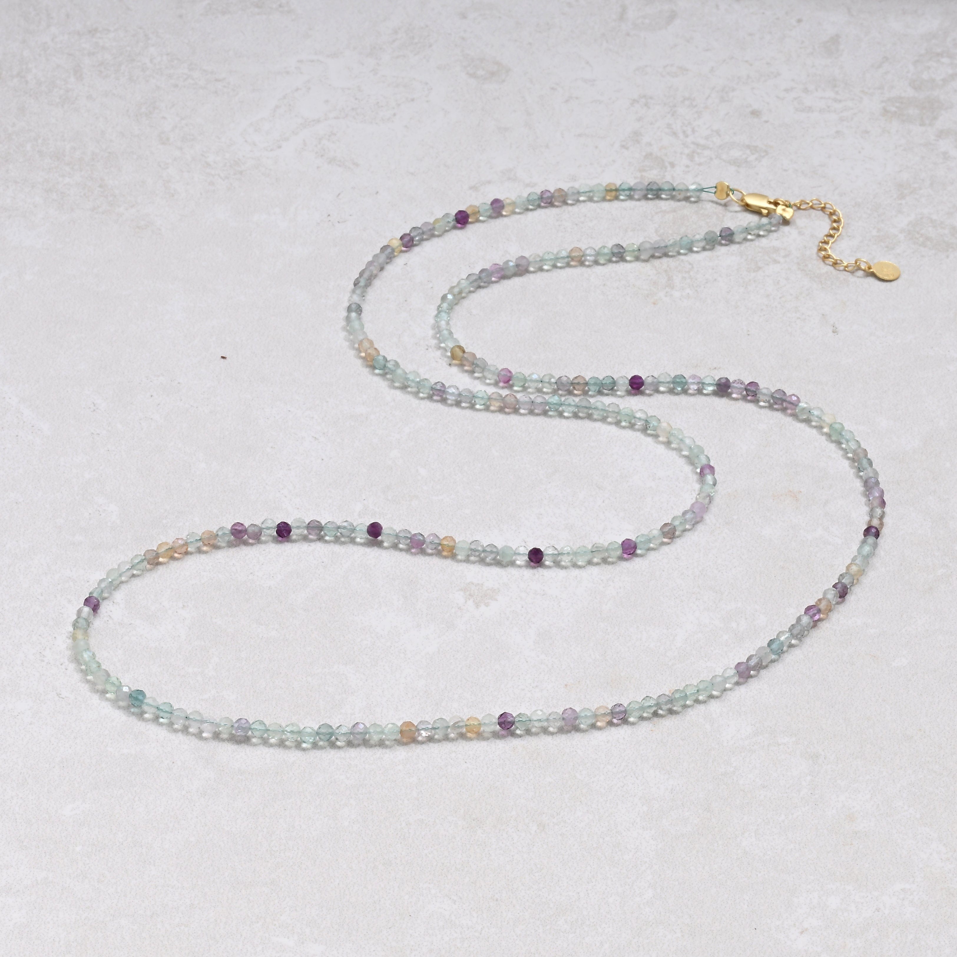 KALIFANO Gemstone Jewelry Fluorite 3mm Necklace With Sterling Silver Clasp - 31" N3-79G-FL