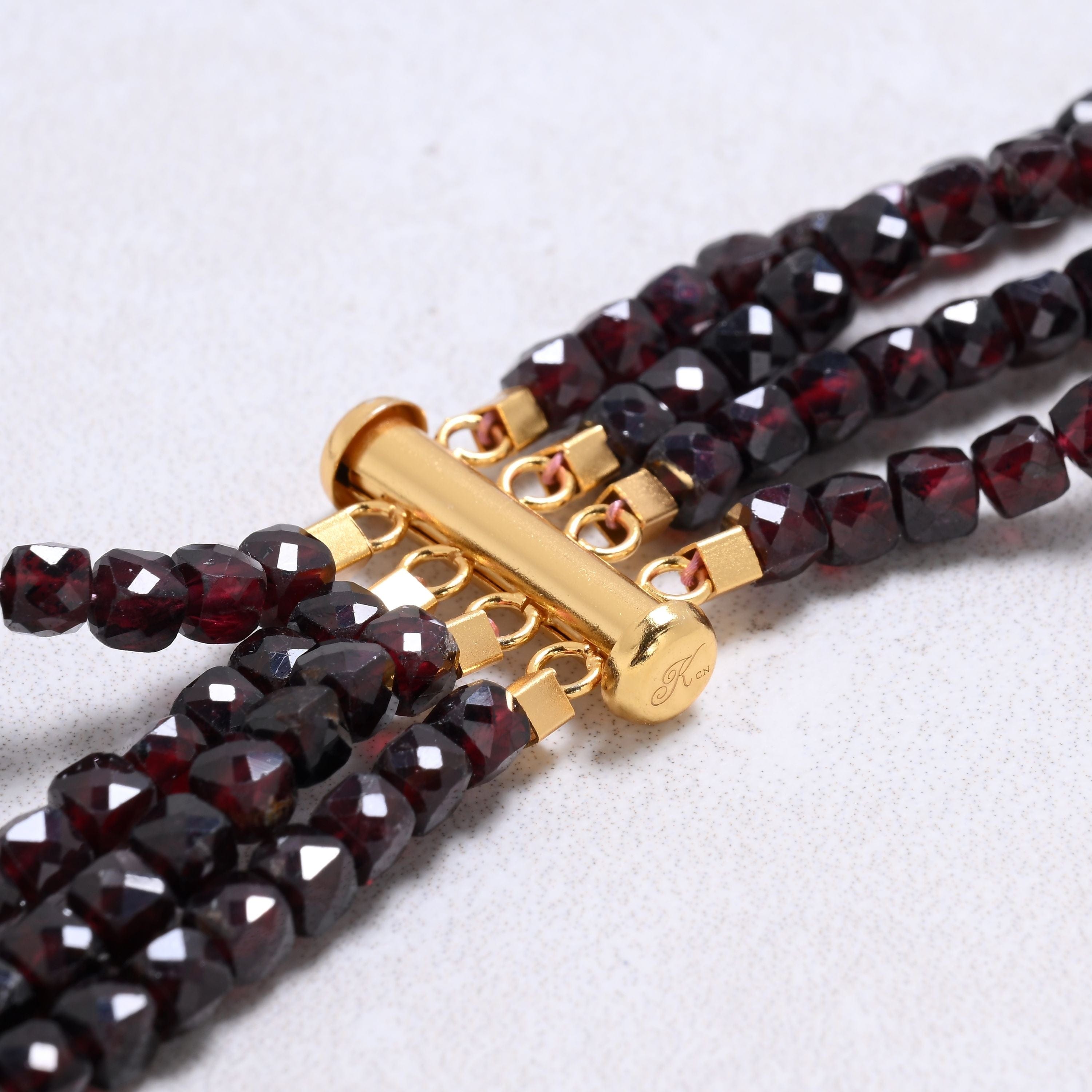Kalifano Gemstone Jewelry Garnet 4mm Cube Gemstone Necklace with Sterling Silver Clasp - 18" 8GN-GA