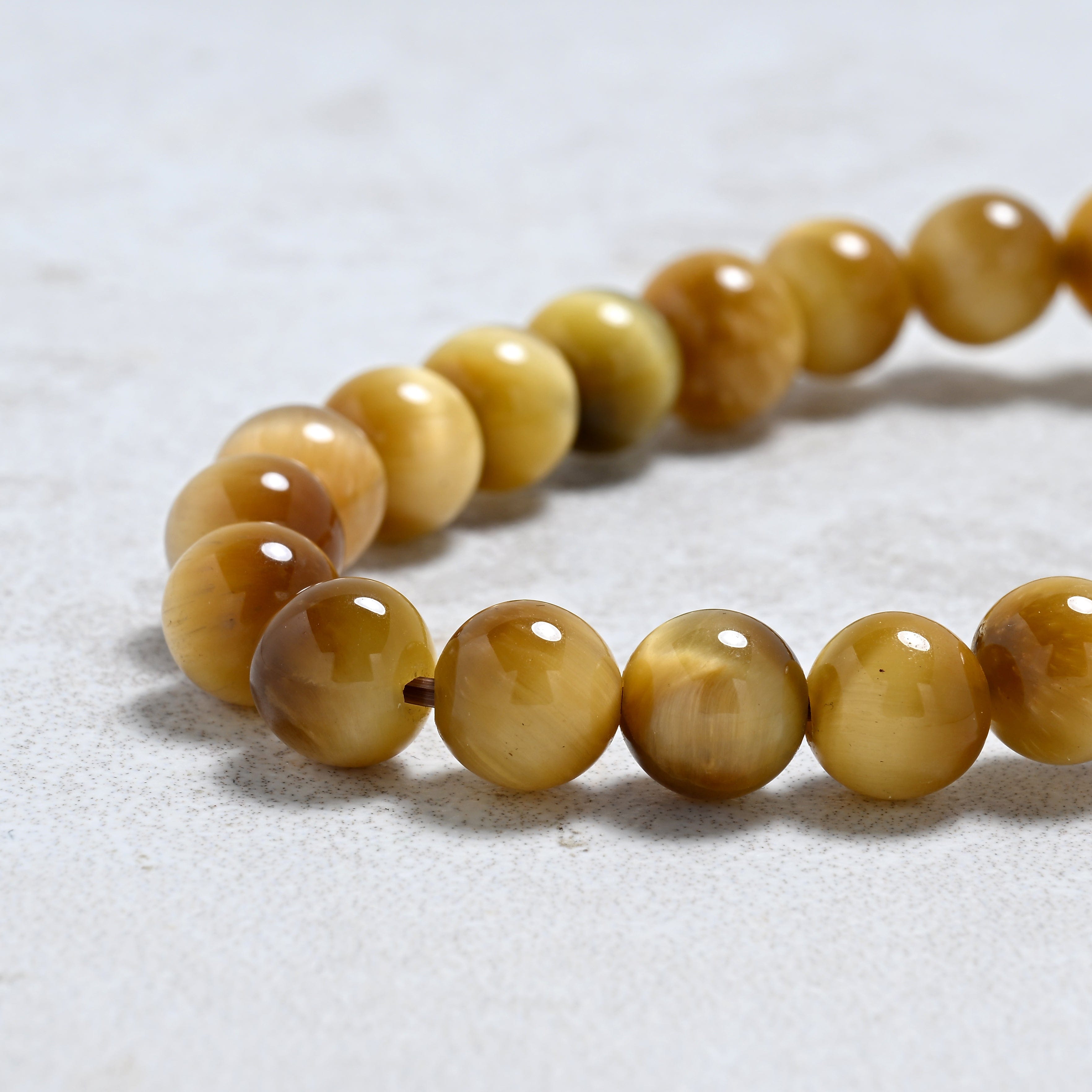 KALIFANO Gemstone Jewelry Golden Tiger Eye 10mm Natural Gemstone Stretch Bracelet