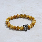 Golden Tiger Eye 10mm Natural Gemstone Stretch Bracelet with Panther Bead