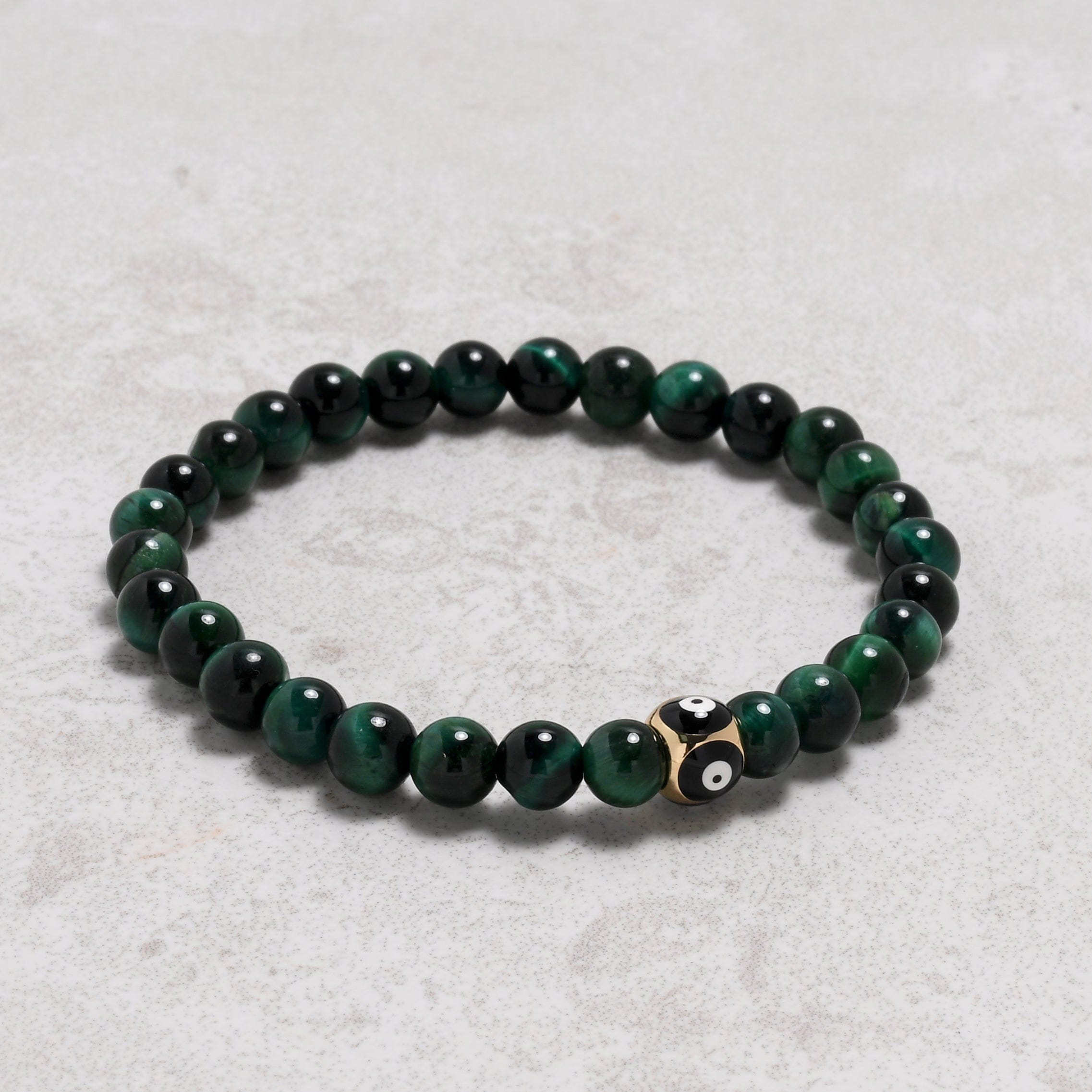 KALIFANO Gemstone Jewelry Green Tiger Eye 6mm Natural Gemstone Stretch Bracelet