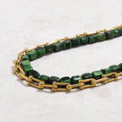 Green Tiger Eye & Hardware Style Chain Adjustable Necklace