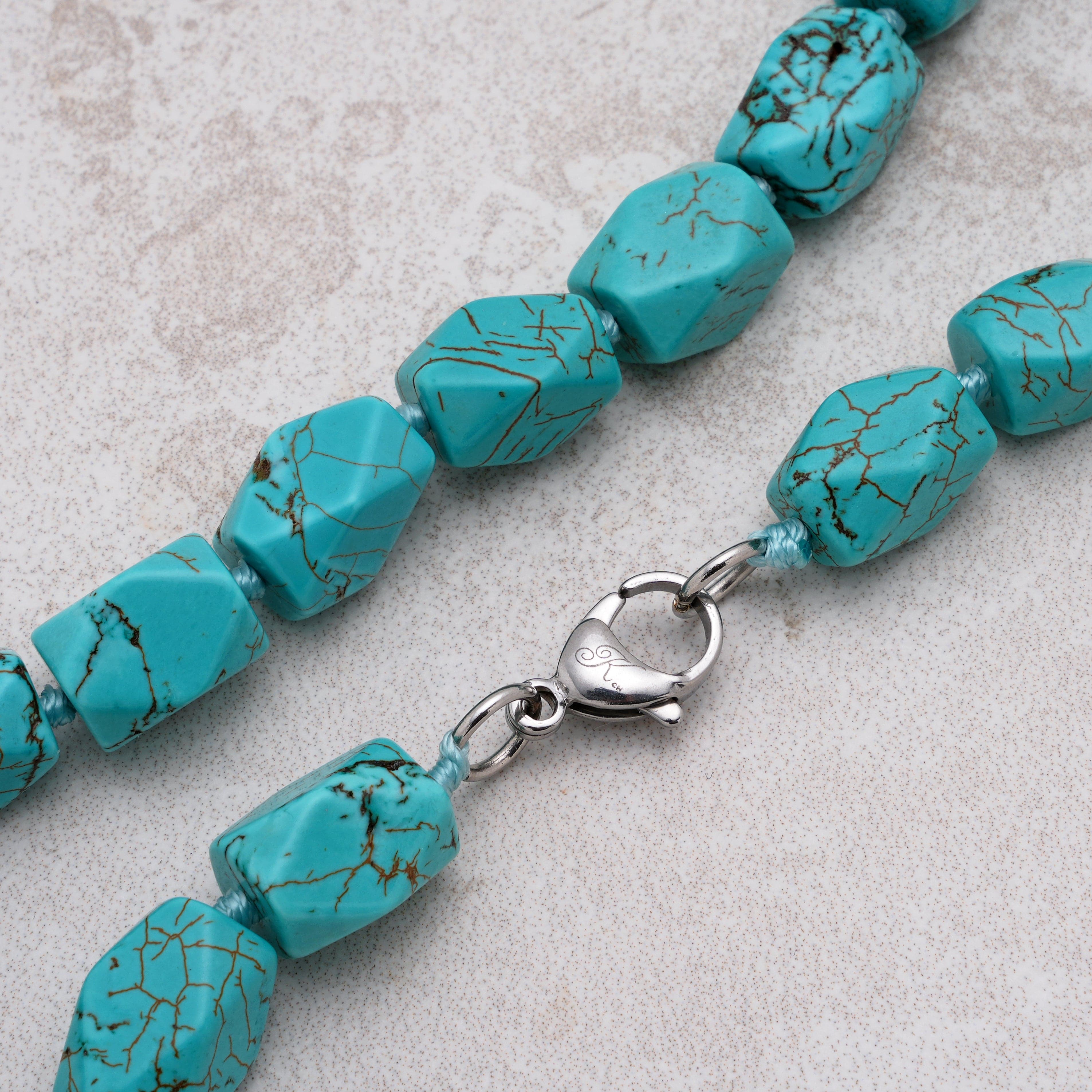 KALIFANO Gemstone Jewelry Howlite Turquoise 10x14mm Necklace With Stainless Steel Clasp - 21.5" HTN-04