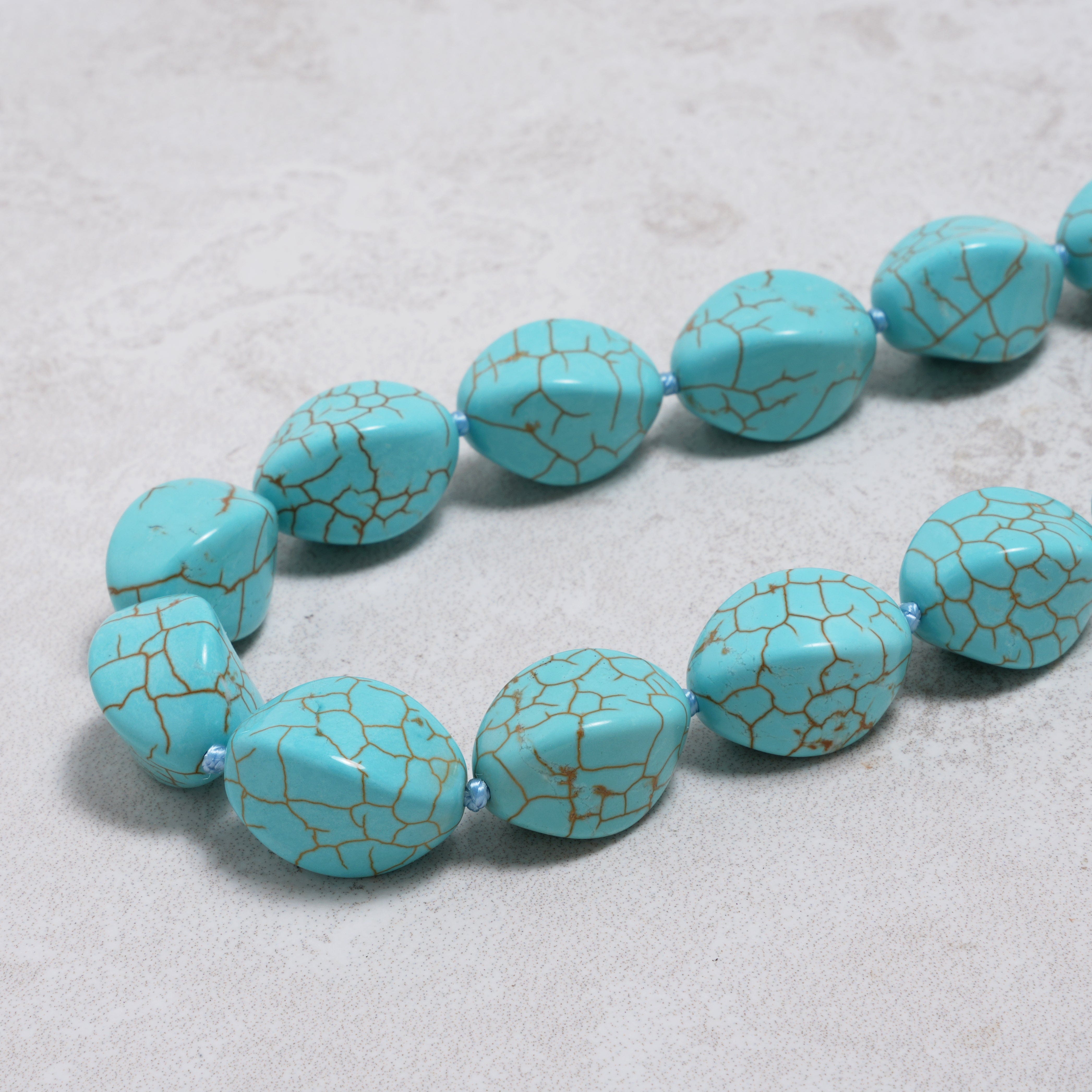 KALIFANO Gemstone Jewelry Howlite Turquoise 12x20mm Necklace With Stainless Steel Clasp - 24" HTN-10