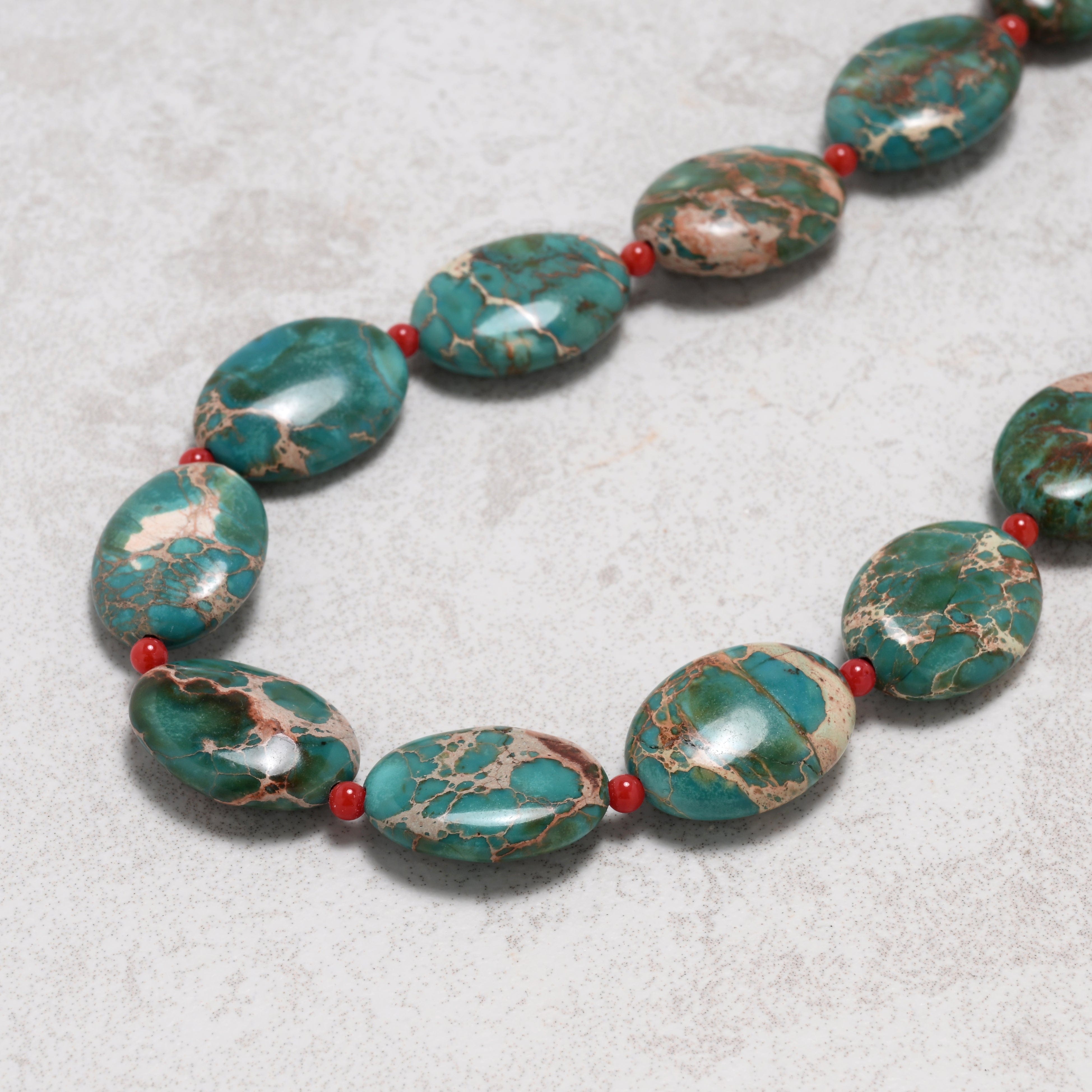 KALIFANO Gemstone Jewelry Howlite Turquoise 14x18mm Necklace With Sterling Silver Clasp - 18" 925N-10-TQRC