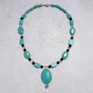 Howlite Turquoise 30x40mm Necklace With Stainless Steel Clasp - 22