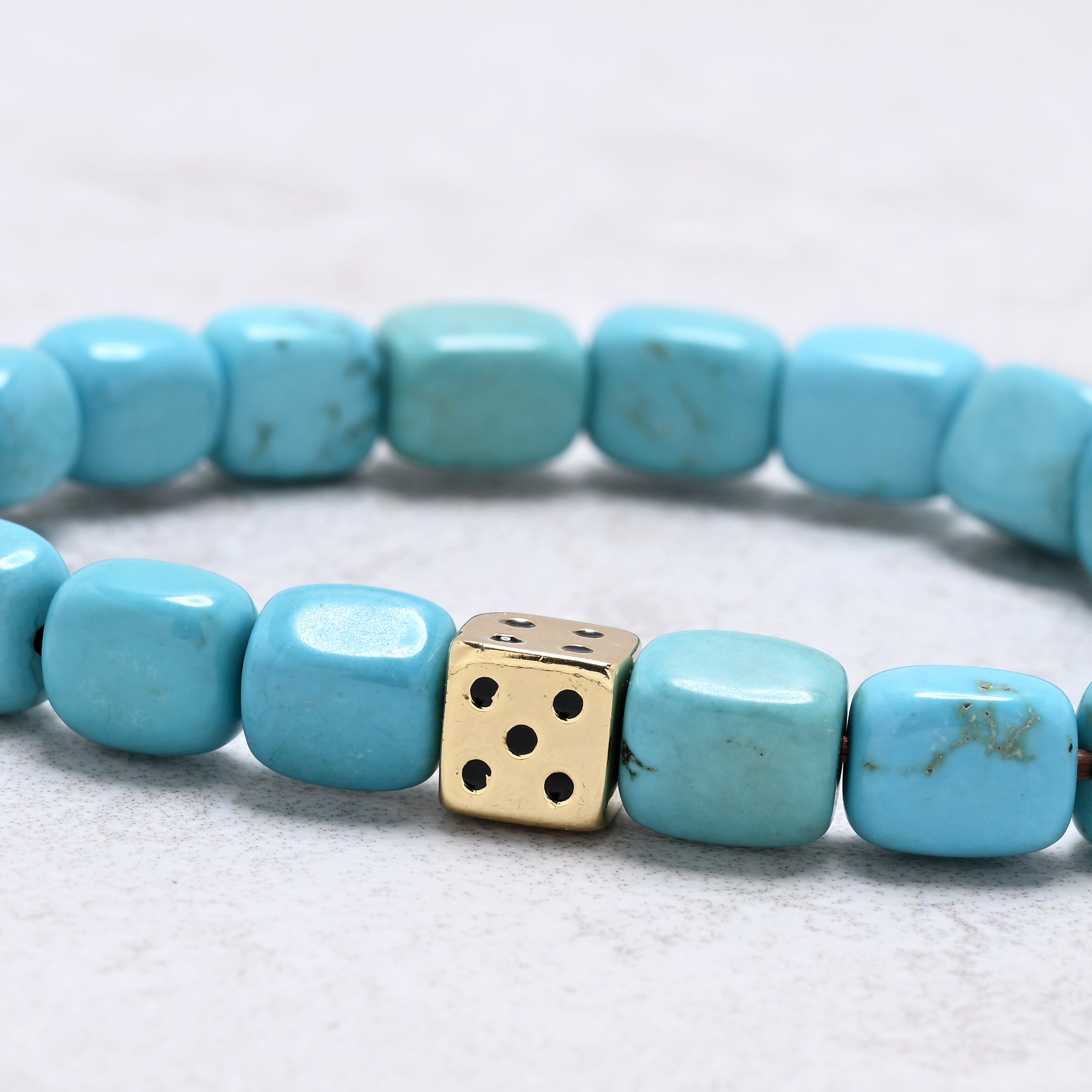 KALIFANO Gemstone Jewelry Howlite Turquoise 6x9mm Natural Gemstone Stretch Bracelet