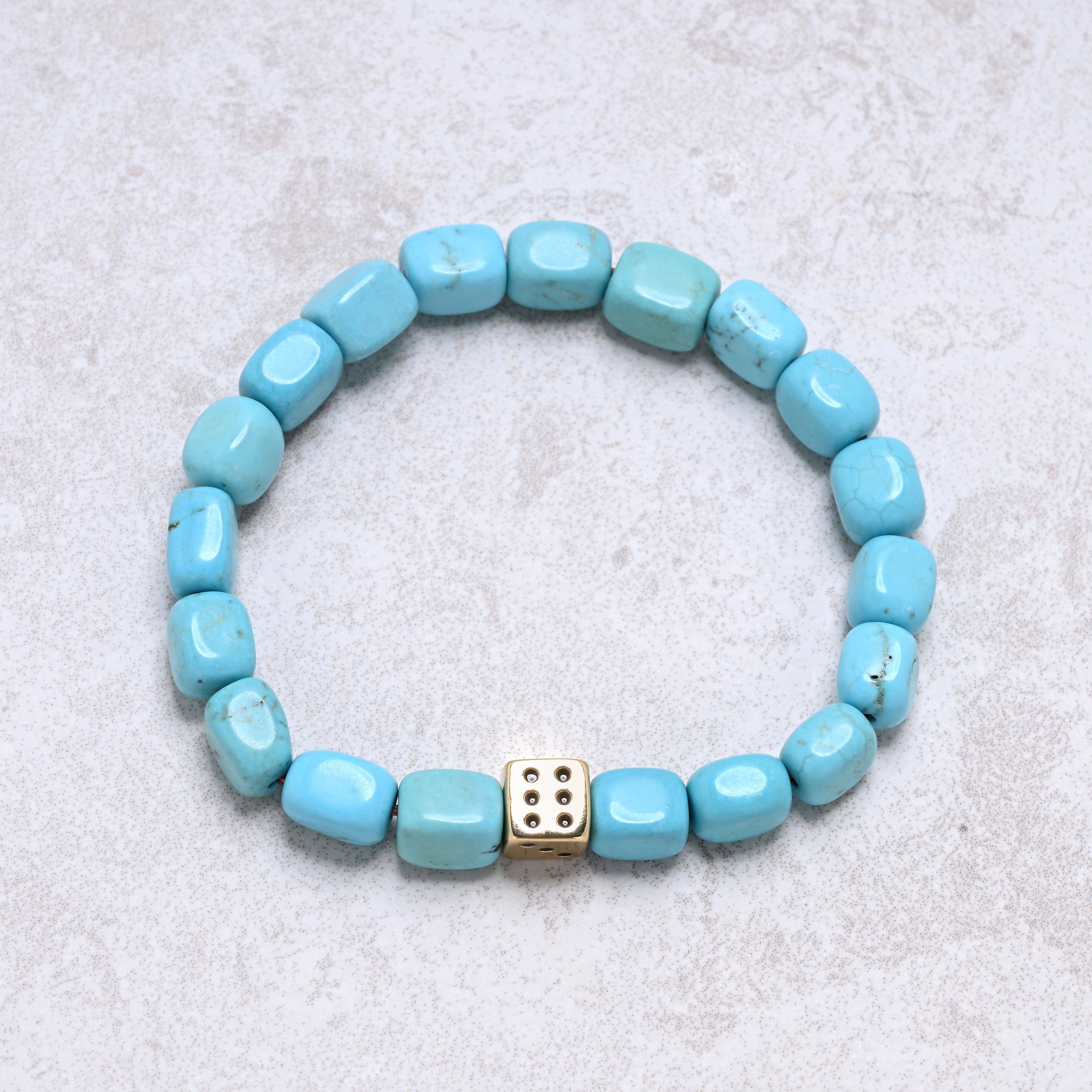 KALIFANO Gemstone Jewelry Howlite Turquoise 6x9mm Natural Gemstone Stretch Bracelet