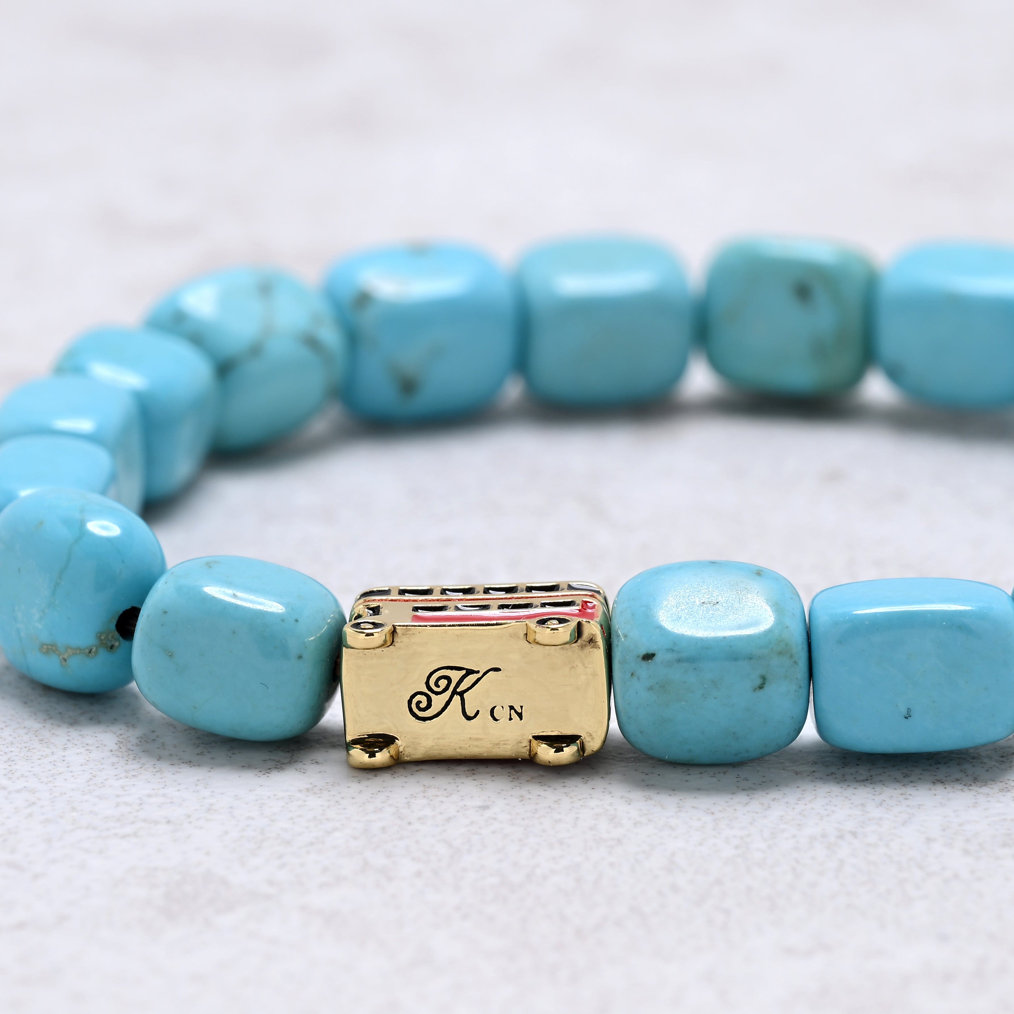 KALIFANO Gemstone Jewelry Howlite Turquoise 6x9mm Natural Gemstone Stretch Bracelet