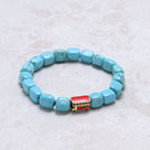 Howlite Turquoise Natural Gemstone Stretch Bracelet With London Routemaster Bus Accent Bead