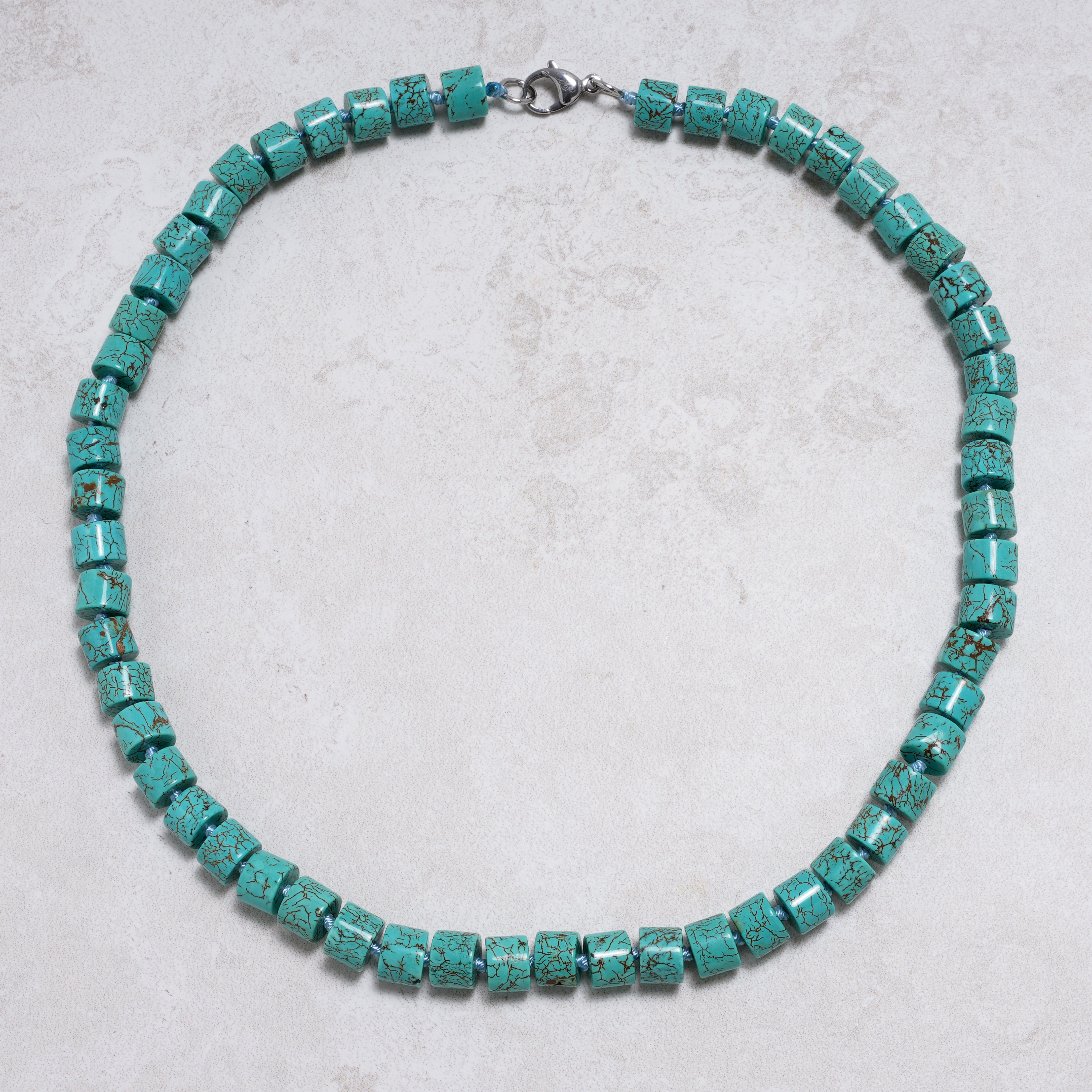 KALIFANO Gemstone Jewelry Howlite Turquoise 7x10mm Necklace With Stainless Steel Clasp - 21.5" HTN-05